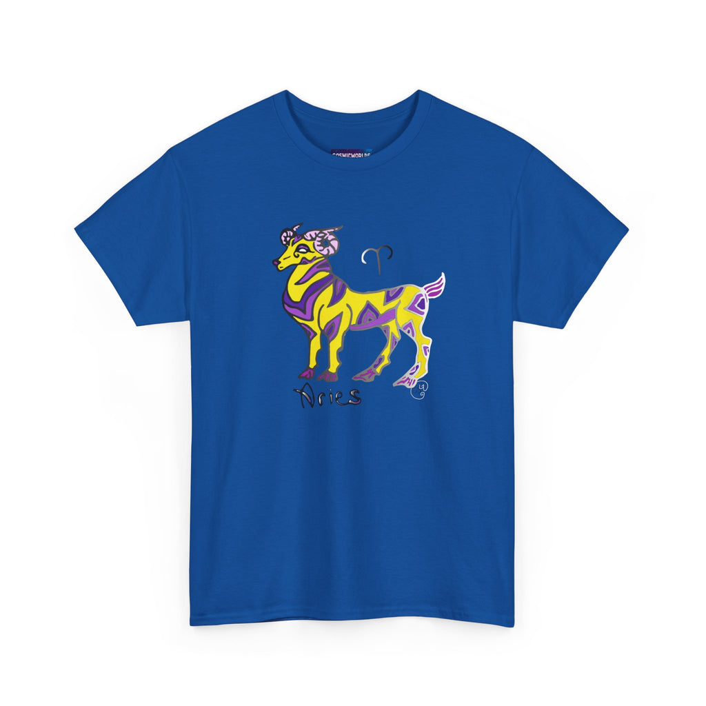 Aries Zodiac Tee — Colorful Mythic Ram Astrology Shirt