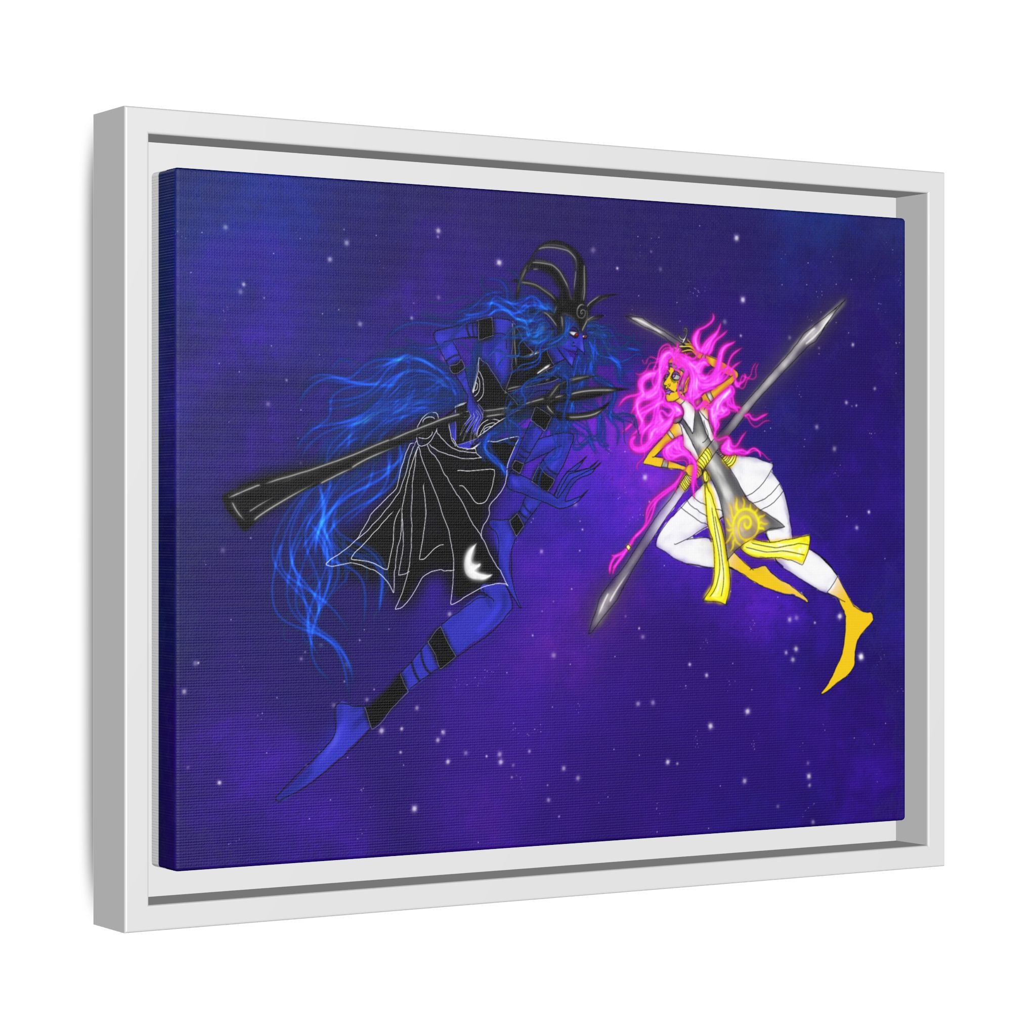 Framed Matte Canvas — Cosmic Duel Sailor Warriors Wall Art
