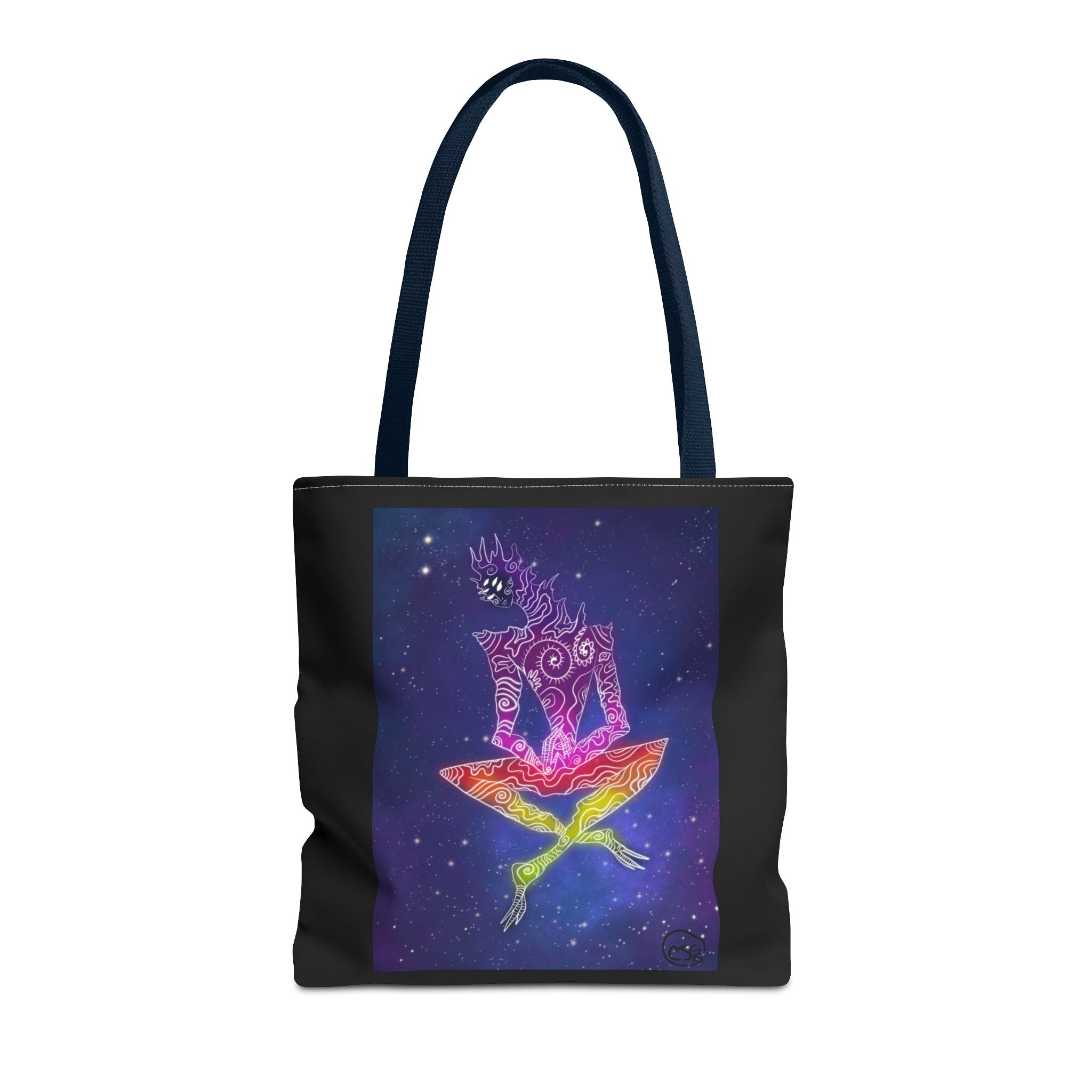 Cosmic Giant on Lotus Tote Bag — "COSMICWORLDS" Galaxy Art AOP Tote
