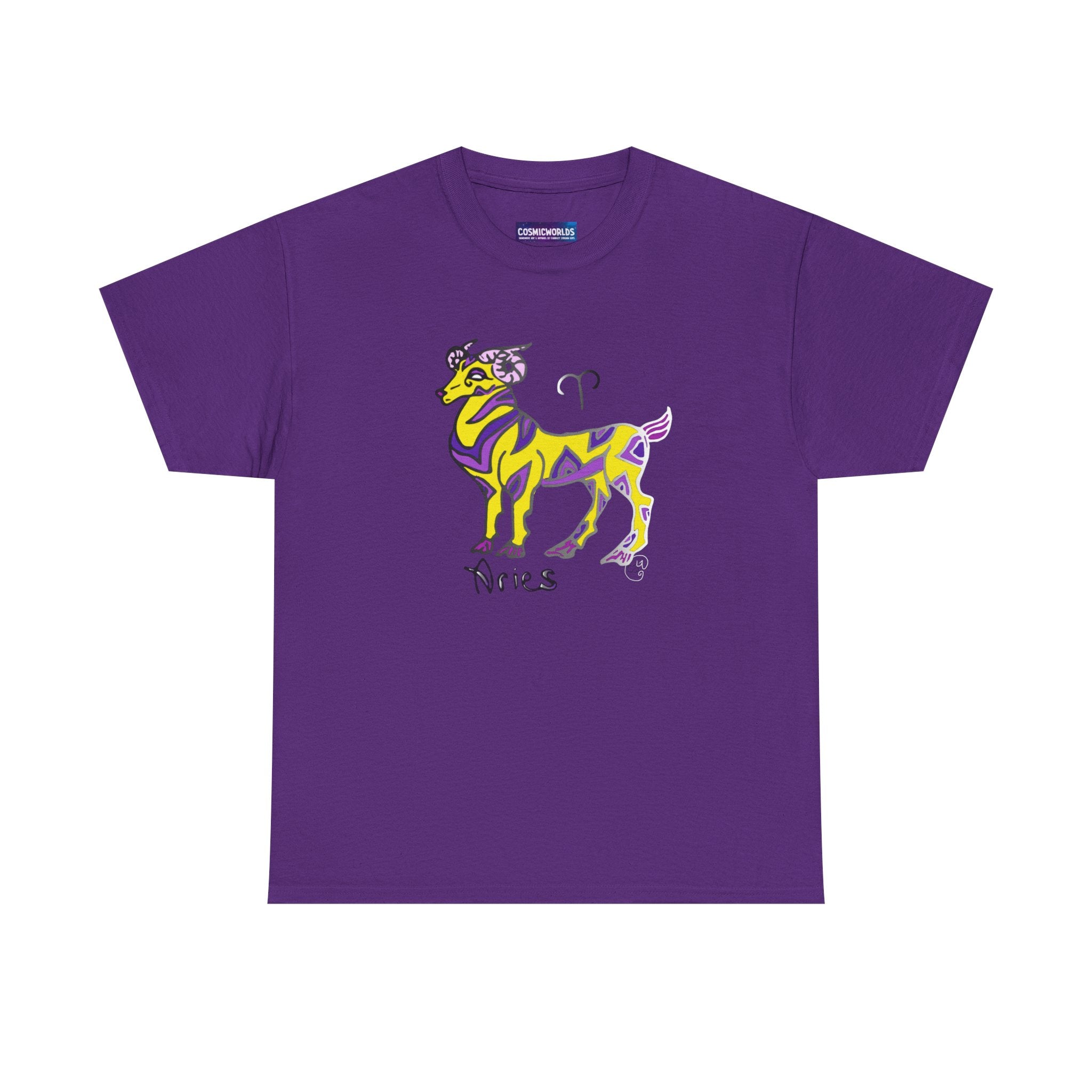 Aries Zodiac Tee — Colorful Mythic Ram Astrology Shirt