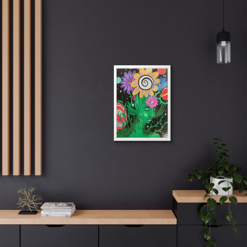 Psychedelic Flower Spirit Framed Poster — Colorful Surreal Wall Art