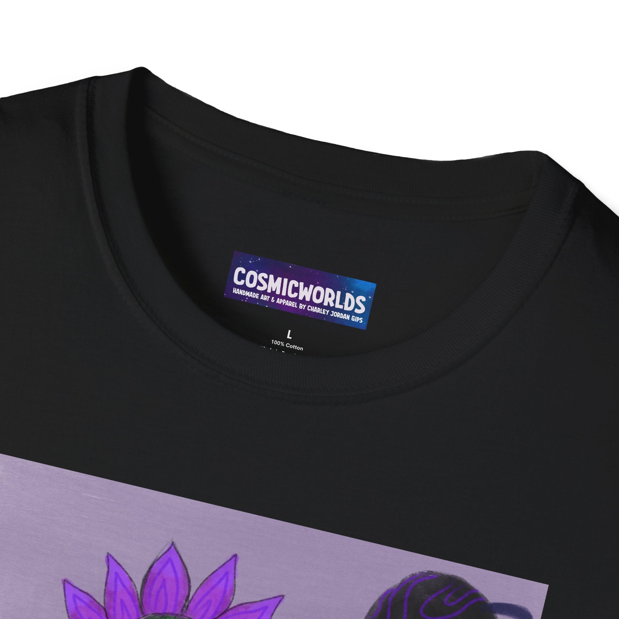 Alien Flower Graphic T-Shirt — Surreal Purple Space Art Tee