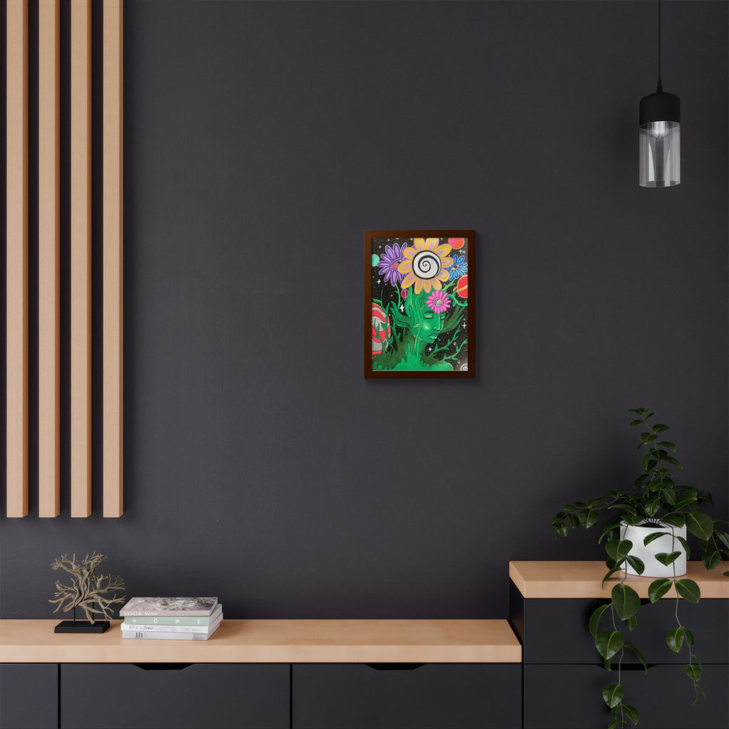 Psychedelic Flower Spirit Framed Poster — Colorful Surreal Wall Art