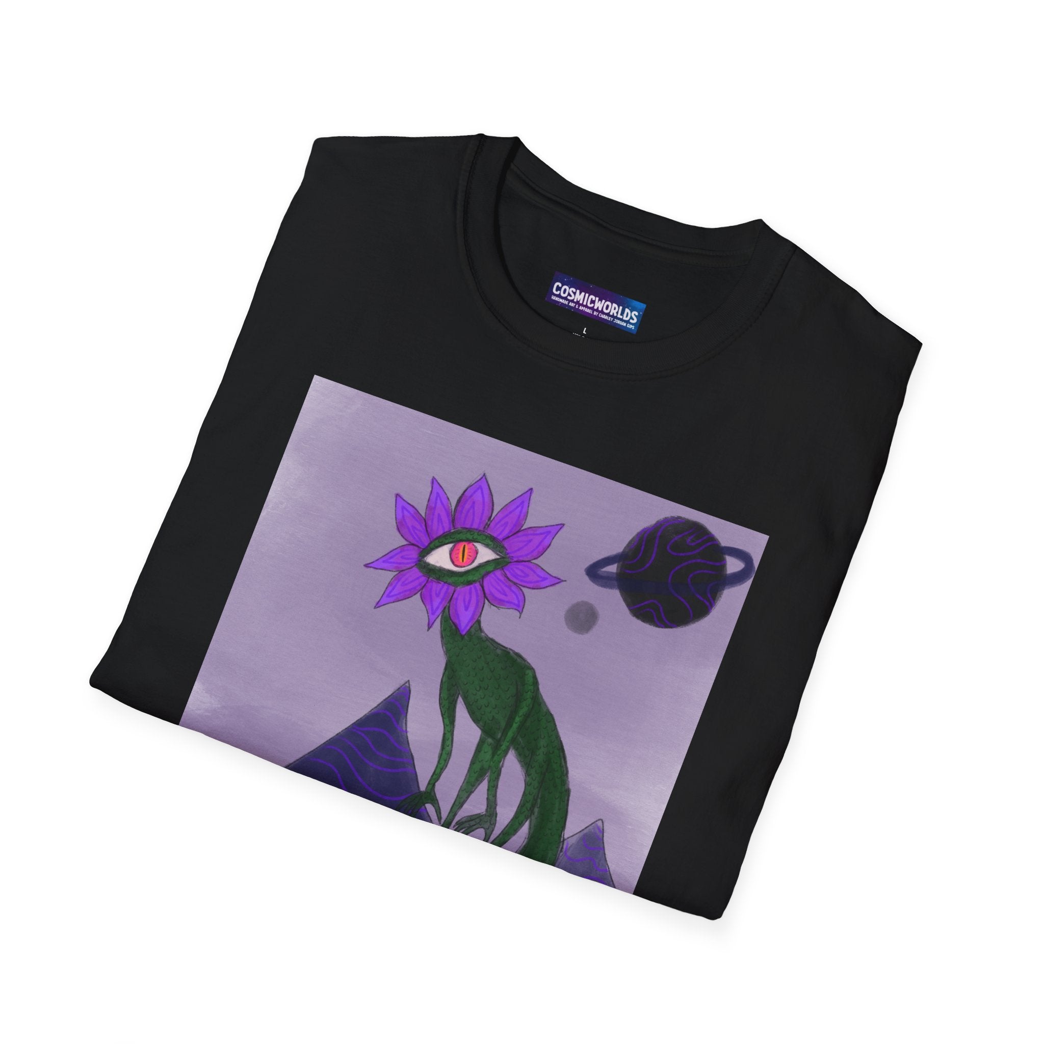 Alien Flower Graphic T-Shirt — Surreal Purple Space Art Tee