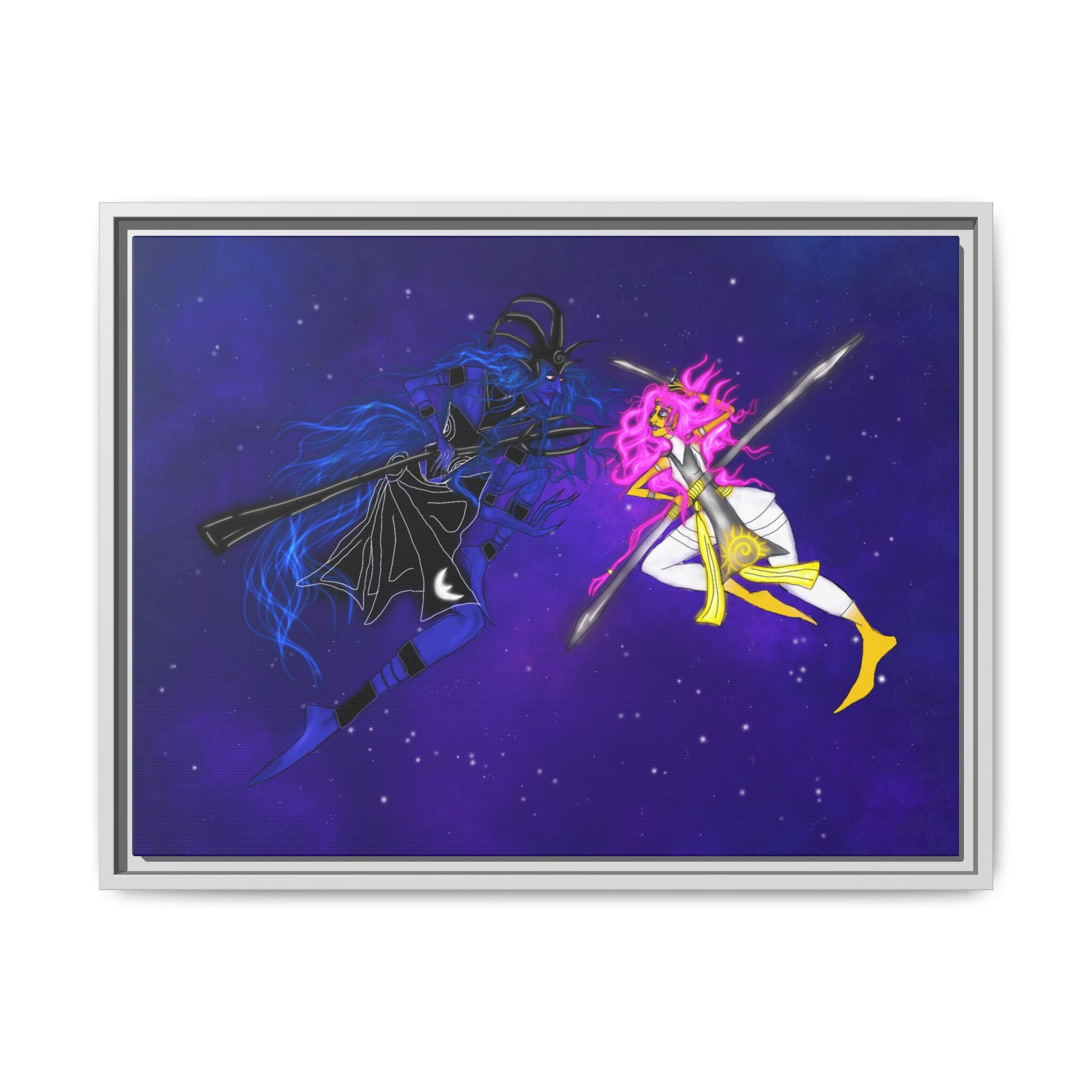 Framed Matte Canvas — Cosmic Duel Sailor Warriors Wall Art