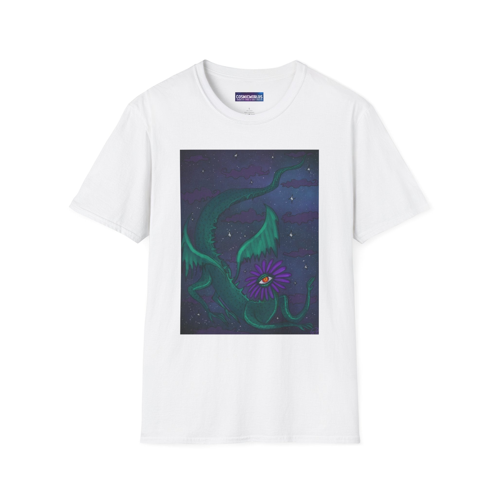 Celestial Night Bloom T-Shirt — Flower Dragon