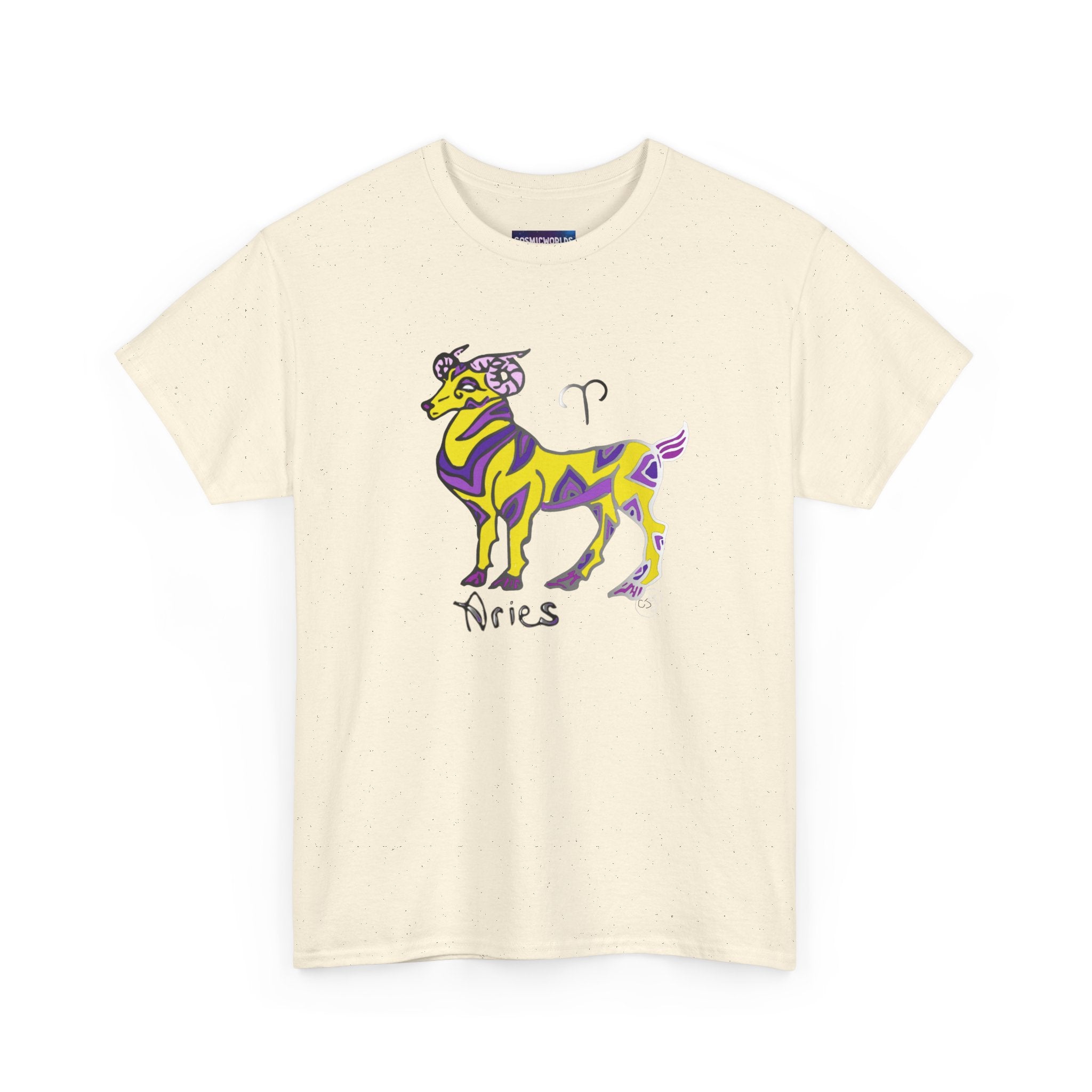 Aries Zodiac Tee — Colorful Mythic Ram Astrology Shirt