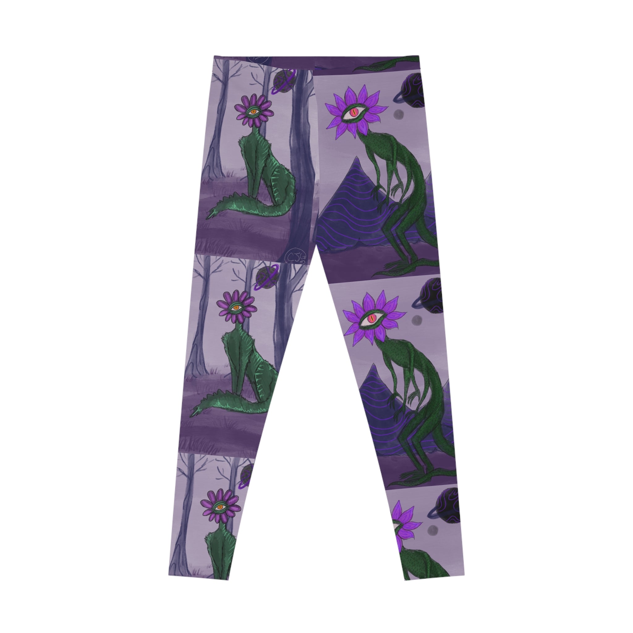 Flower Giant Leggings – All-Over Print Yoga Pants Cats & Lizards