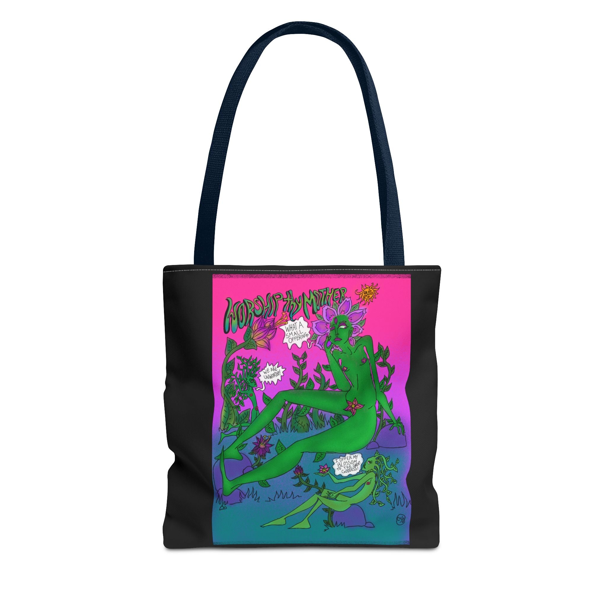Psychedelic Garden Tote Bag — Colorful Alien Floral Art AOP