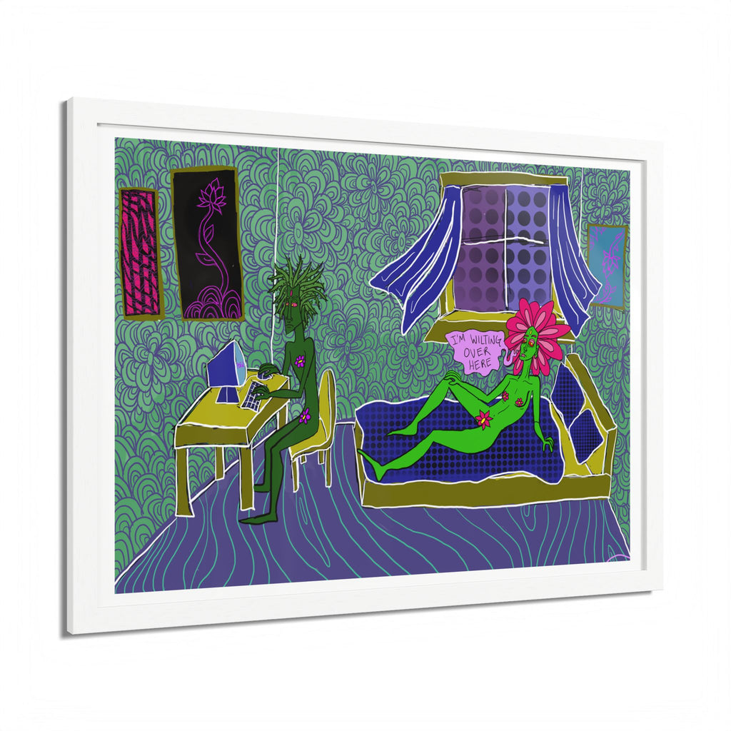 Surreal Floral Bedroom Art Print — Framed Poster