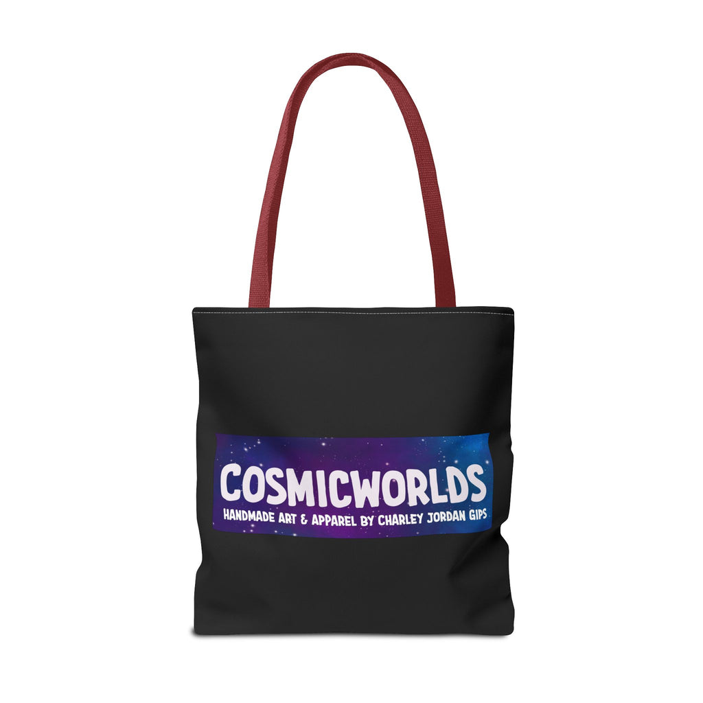 Cosmic Worlds Alien UFO Tote Bag — Psychedelic Rainbow Abduction Design