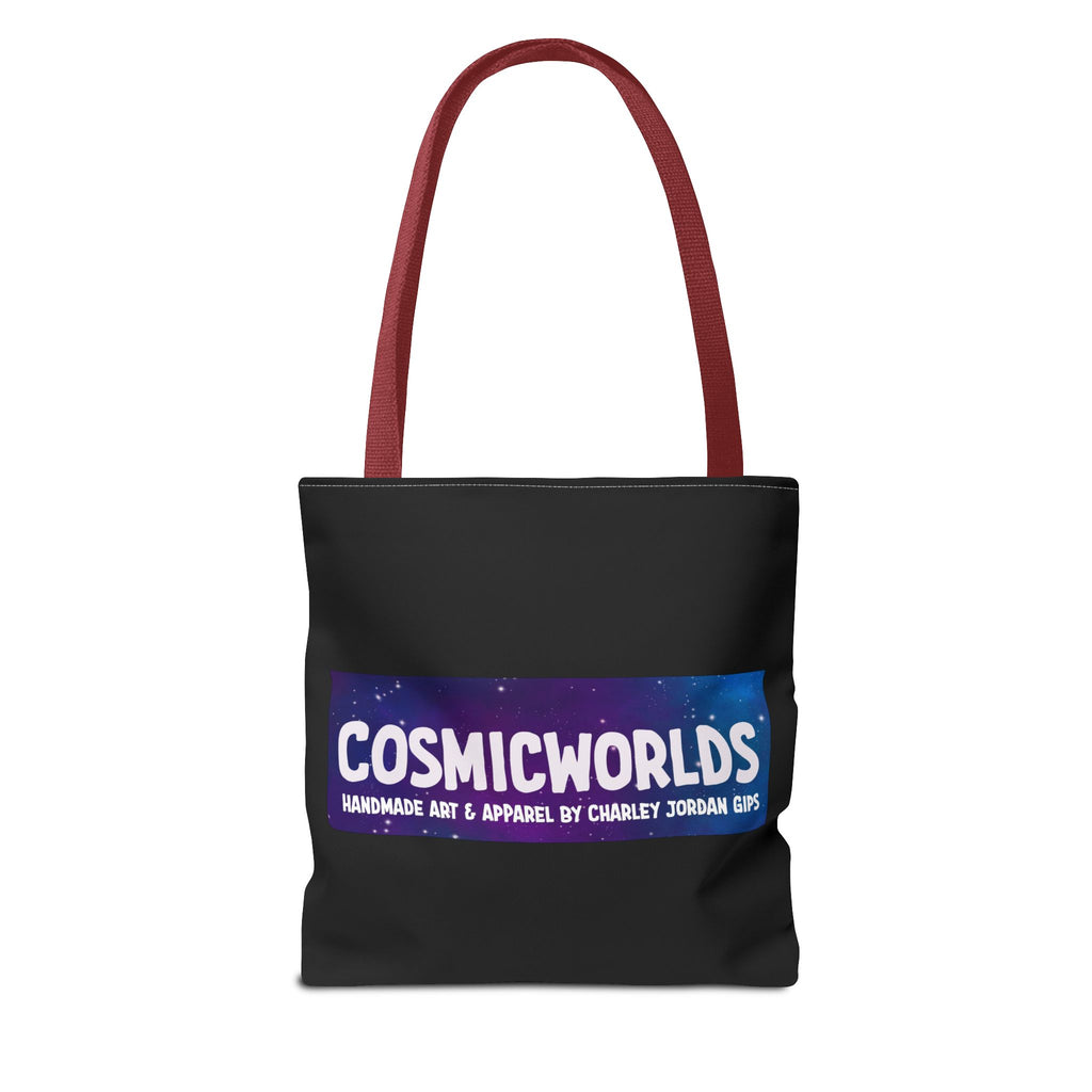 Cosmic Worlds Alien UFO Tote Bag — Psychedelic Rainbow Abduction Design