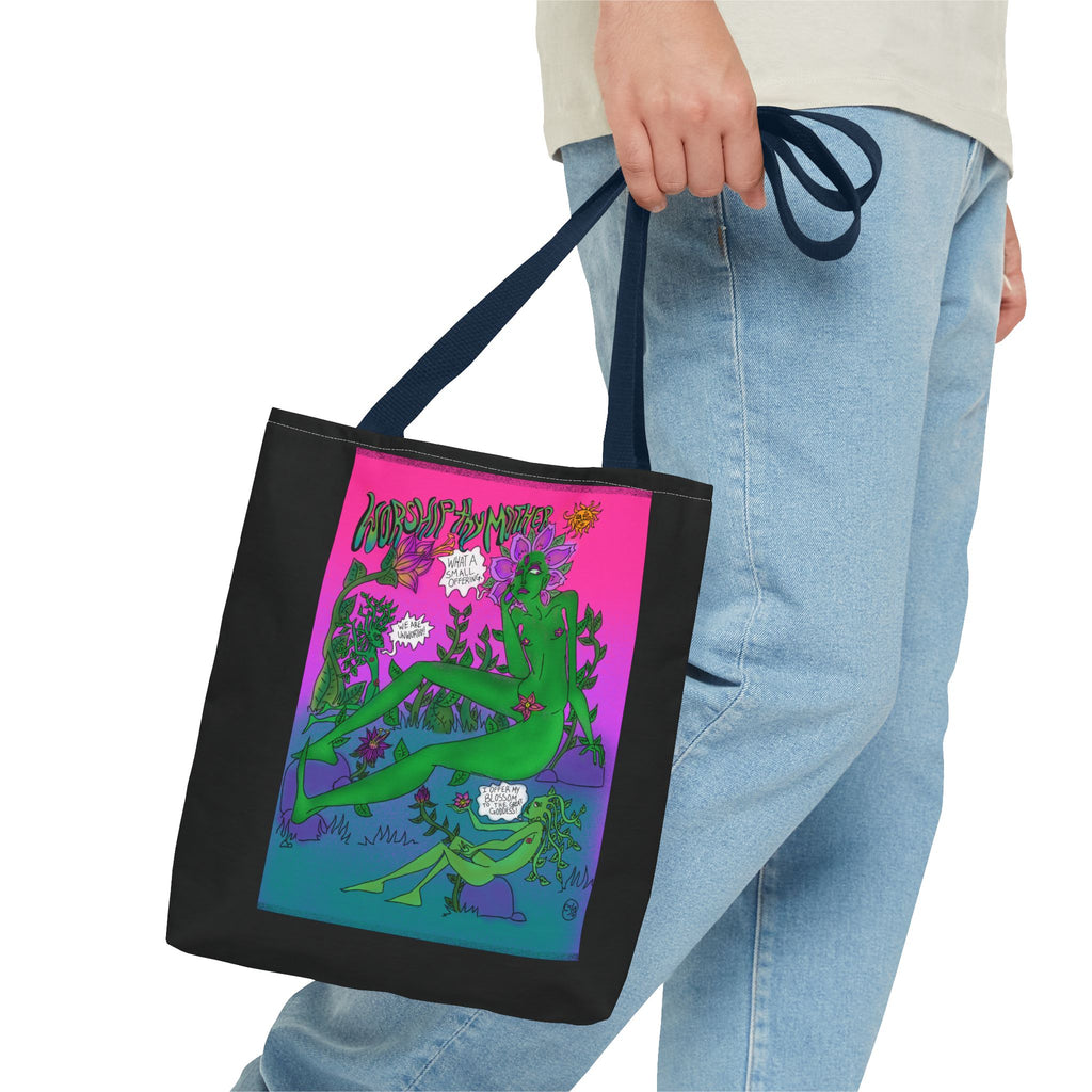 Psychedelic Garden Tote Bag — Colorful Alien Floral Art AOP