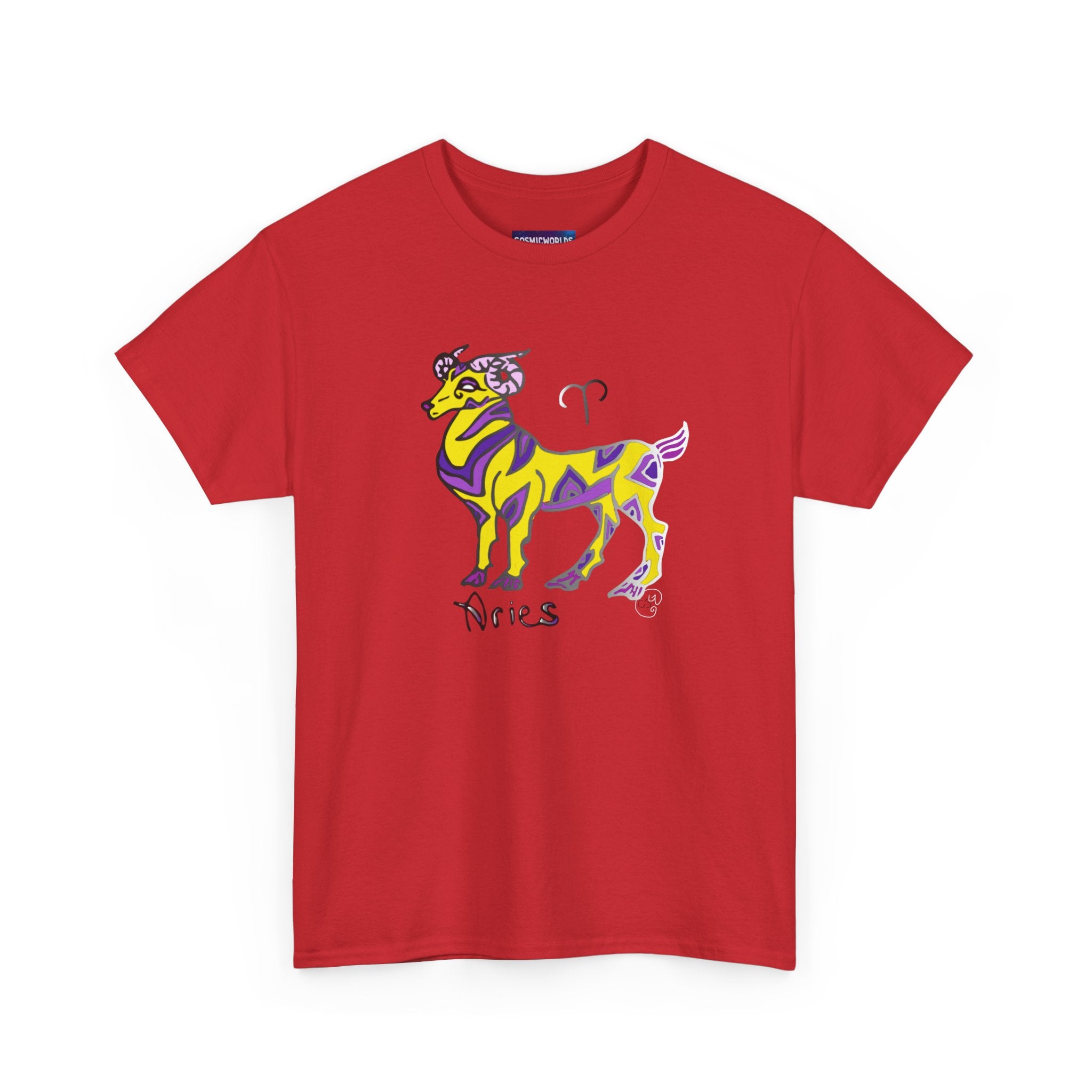 Aries Zodiac Tee — Colorful Mythic Ram Astrology Shirt