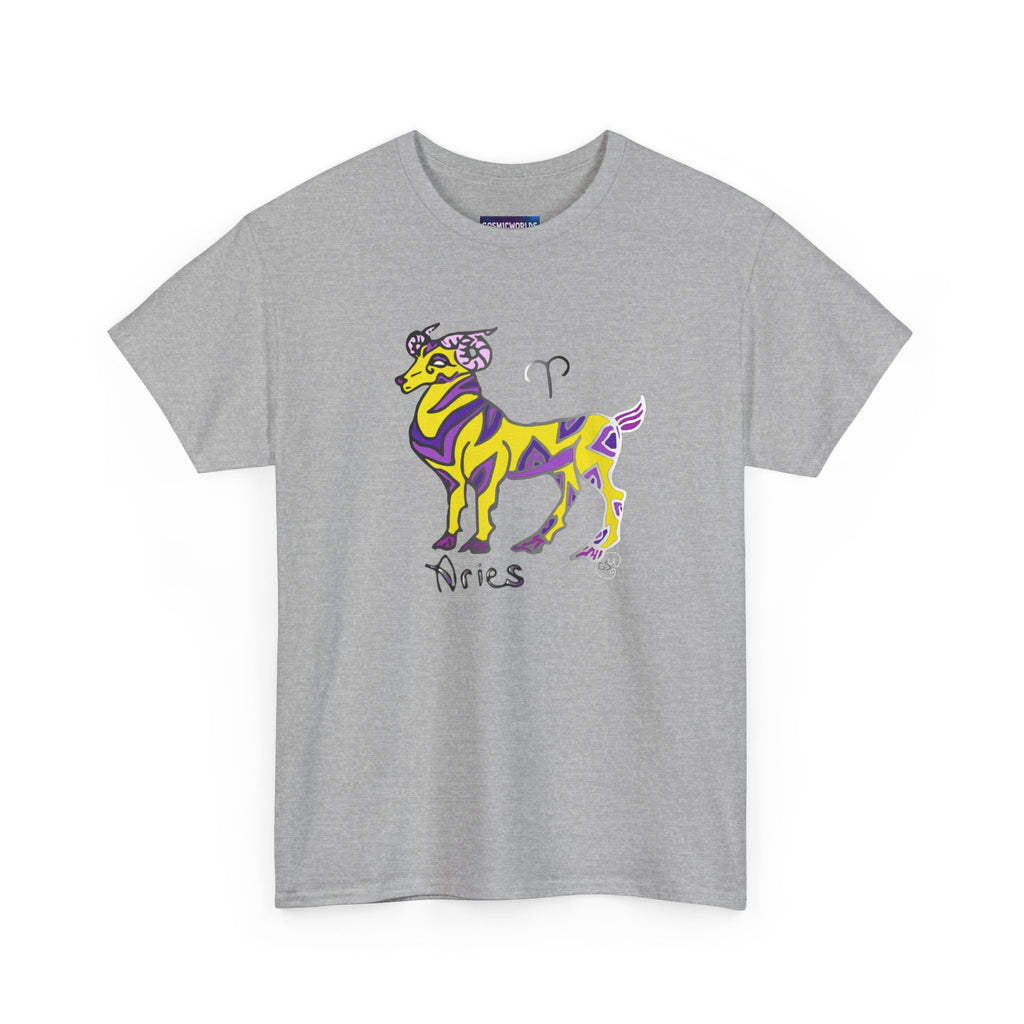 Aries Zodiac Tee — Colorful Mythic Ram Astrology Shirt
