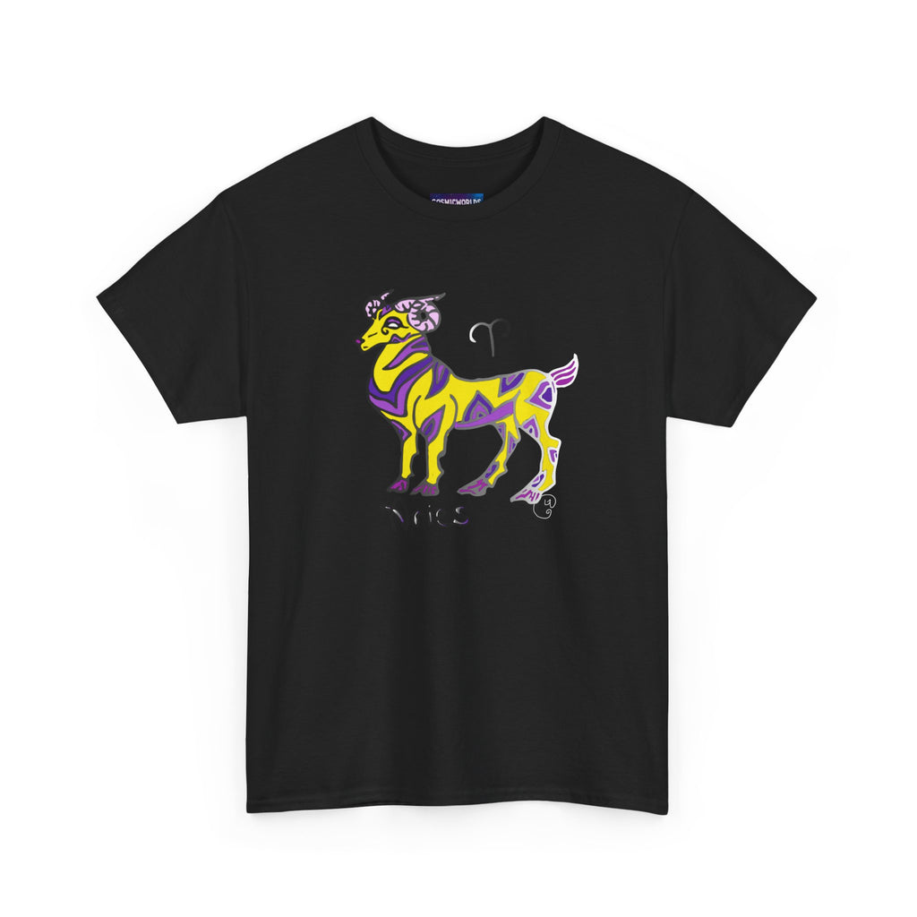 Aries Zodiac Tee — Colorful Mythic Ram Astrology Shirt