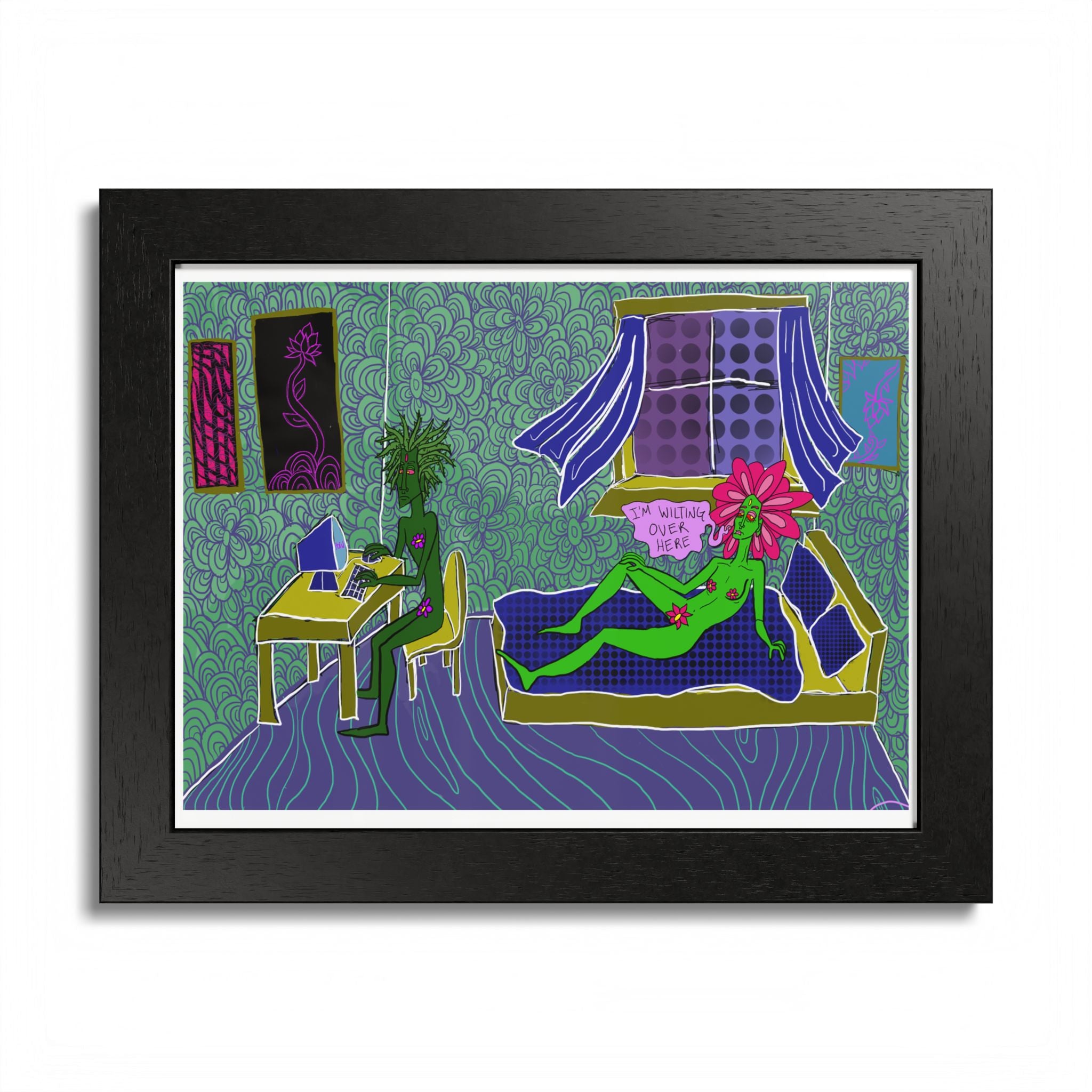 Surreal Floral Bedroom Art Print — Framed Poster