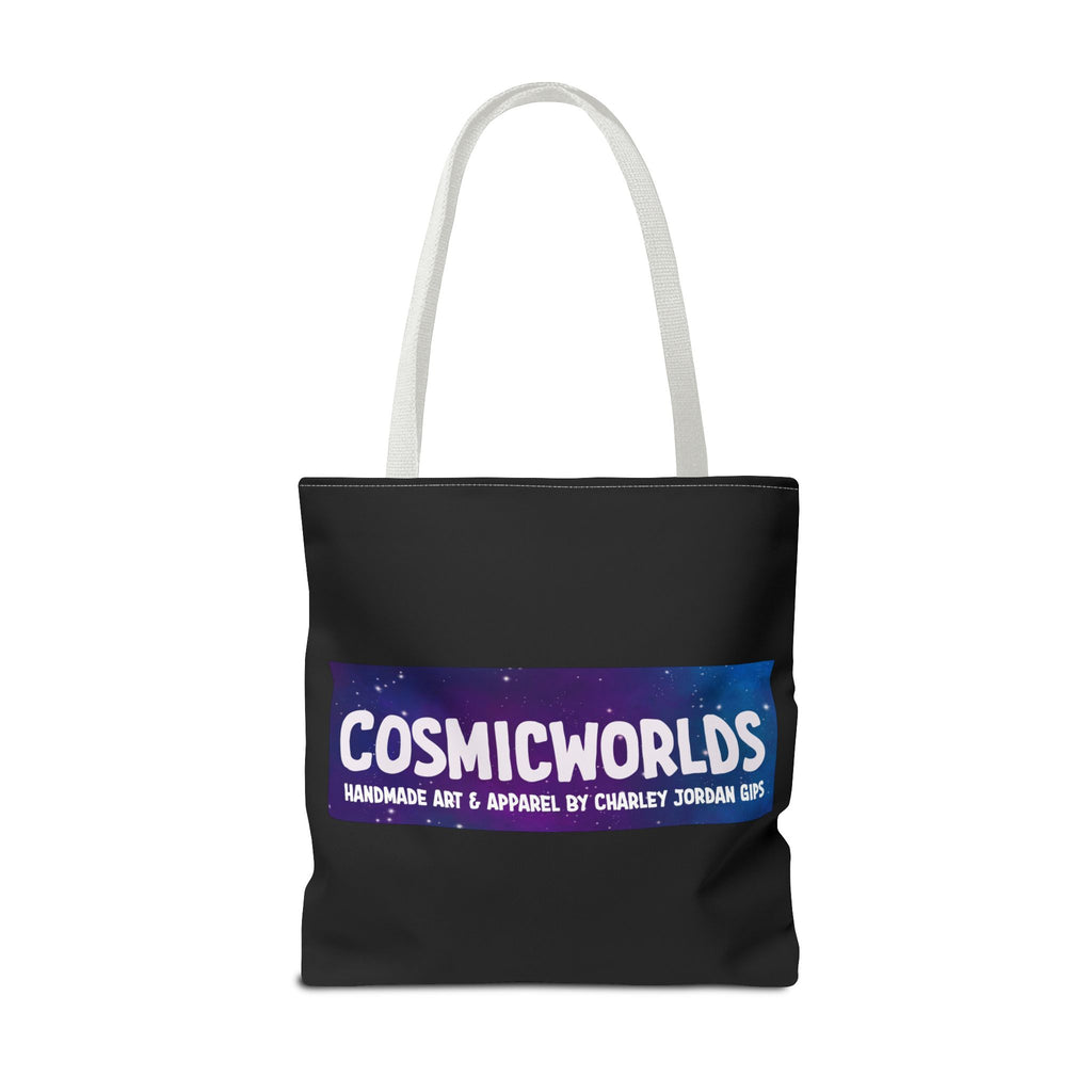 Cosmic Giant on Lotus Tote Bag — "COSMICWORLDS" Galaxy Art AOP Tote