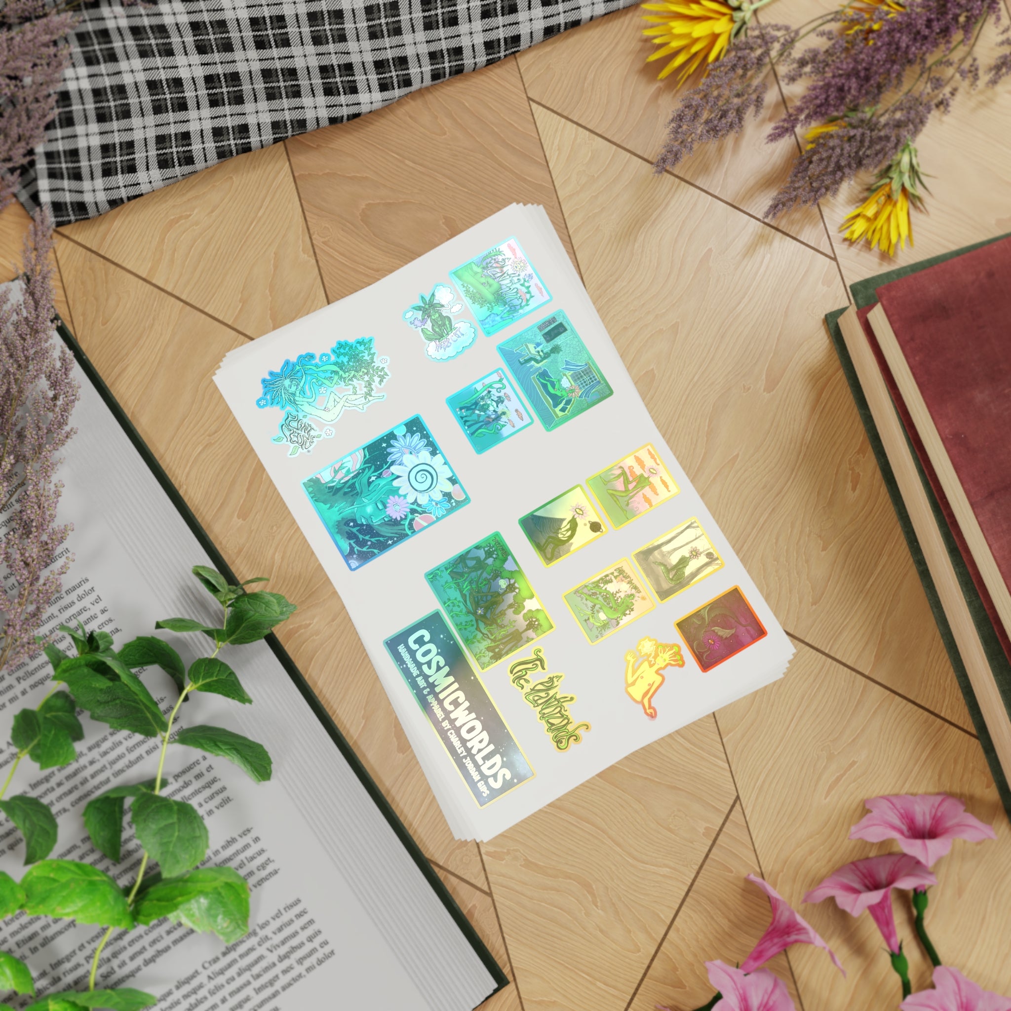 The Plantozoids Sticker Sheet—Holographic Cosmic Worlds Sticker Sheet Bundle (5pcs)