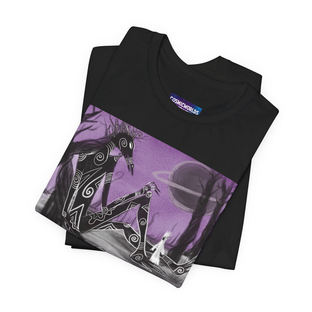 Surreal Purple Nightscape Tee — Giant Creature & Moon Graphic T‑Shirt