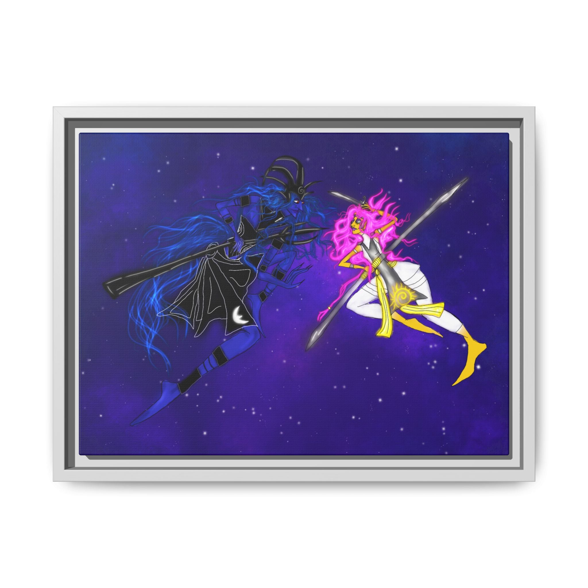 Framed Matte Canvas — Cosmic Duel Sailor Warriors Wall Art