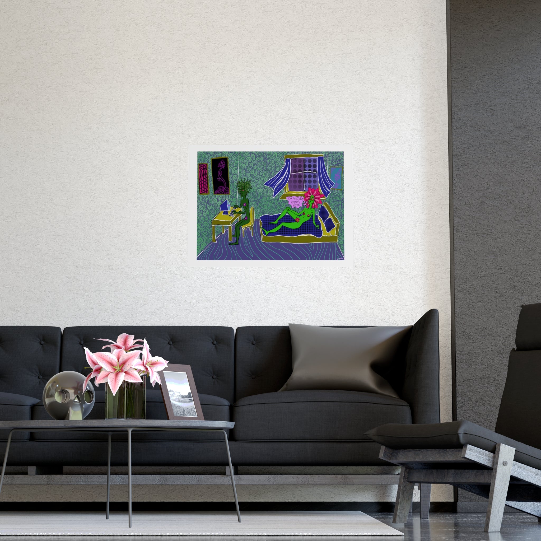 Surreal Bedroom Art Poster — “I’m Wilting” Matte Print