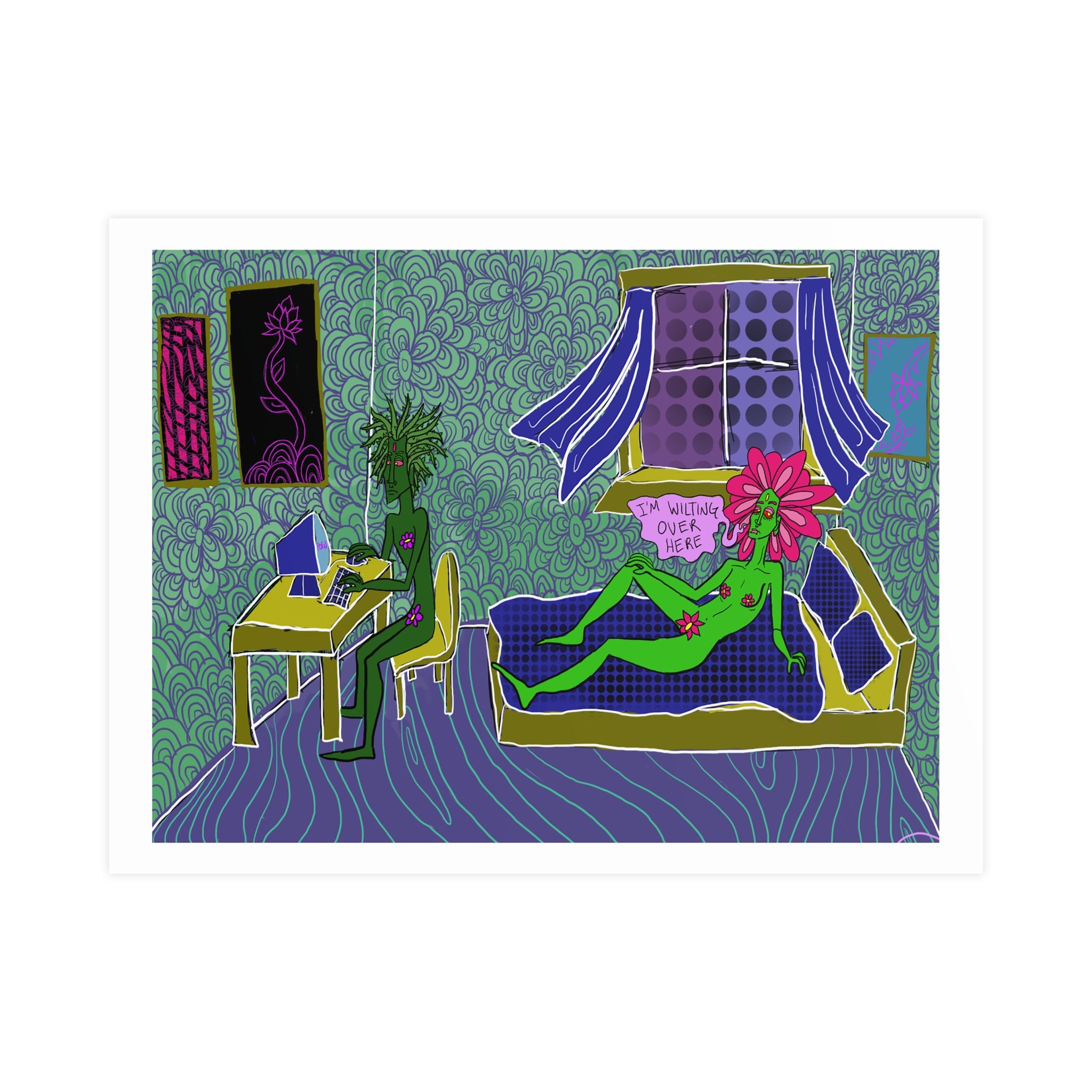 Surreal Bedroom Art Poster — “I’m Wilting” Matte Print