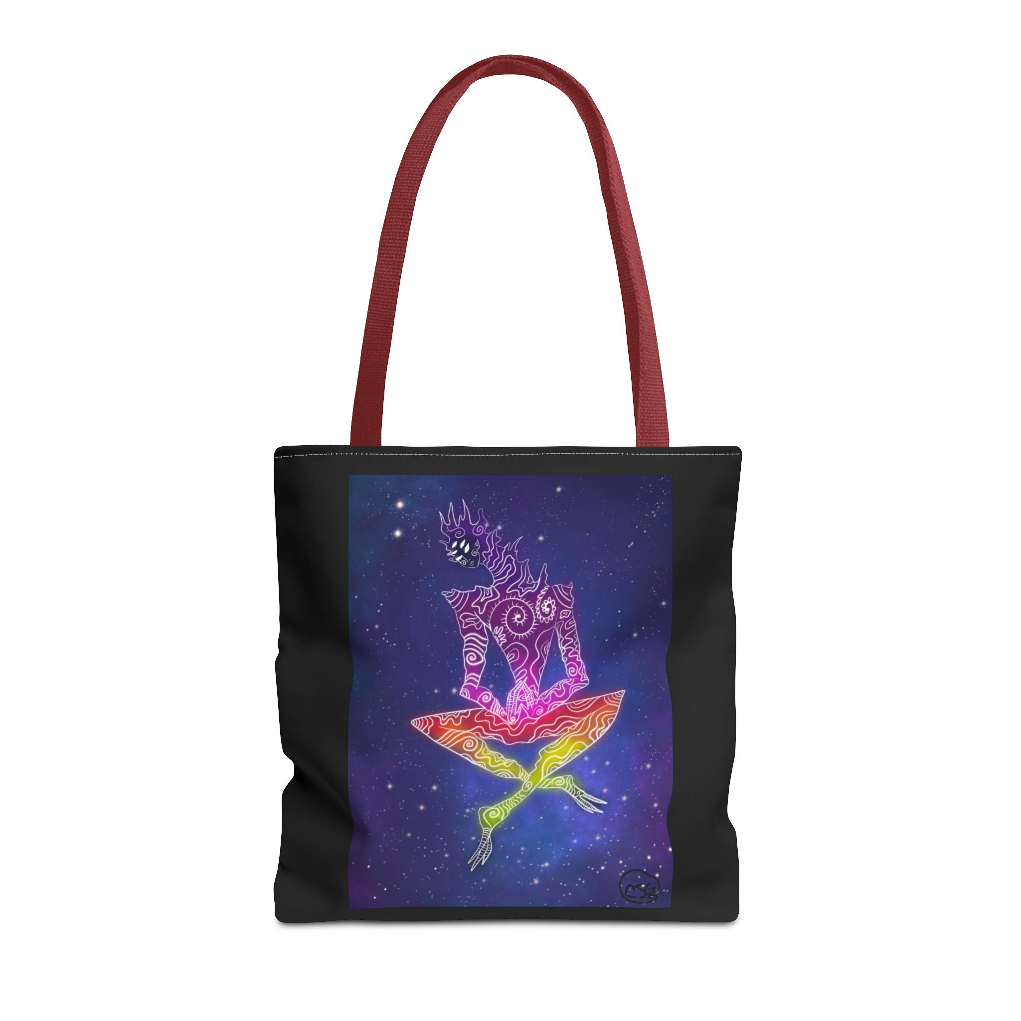 Cosmic Giant on Lotus Tote Bag — "COSMICWORLDS" Galaxy Art AOP Tote