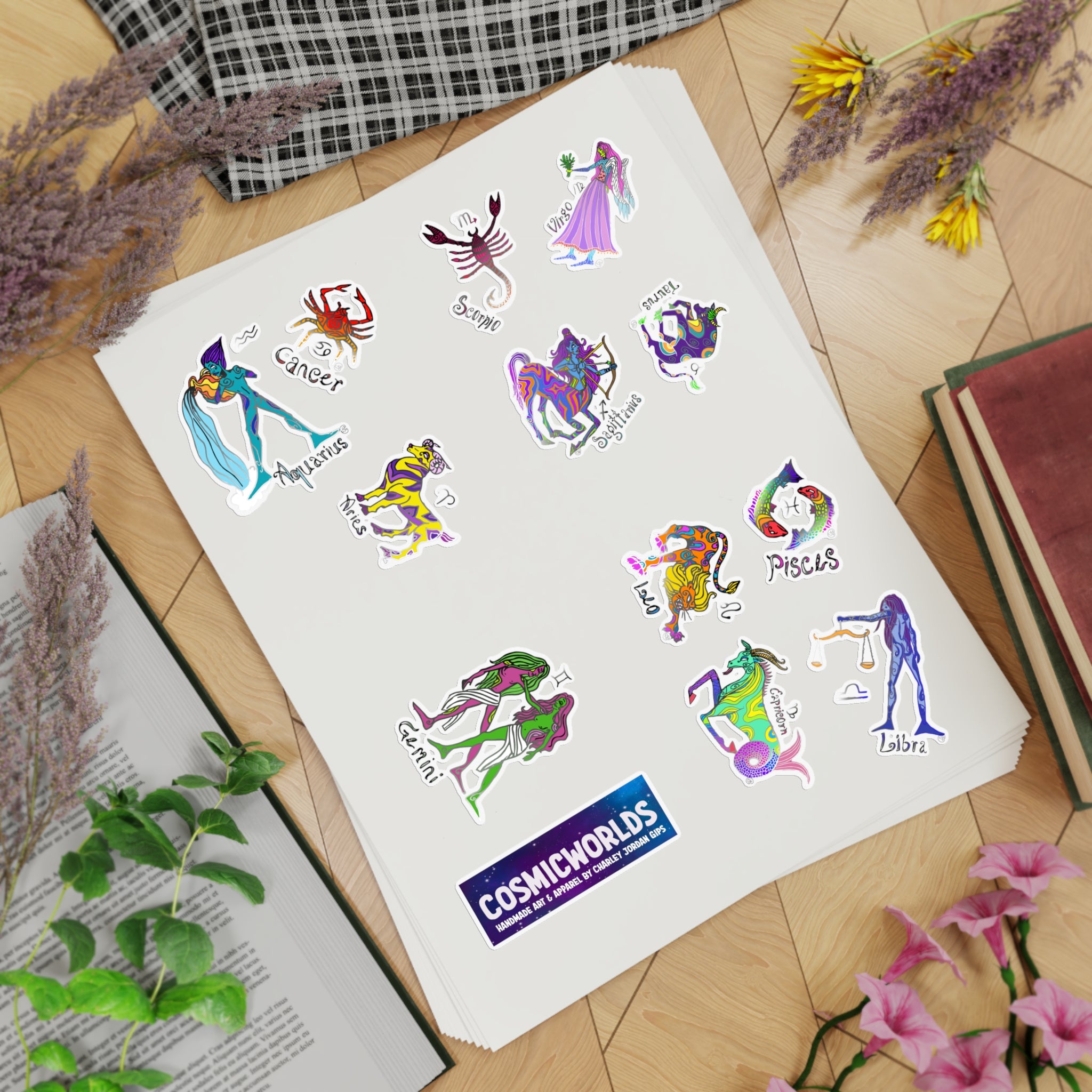 Zodiac Sticker Sheet Bundle, 10pcs