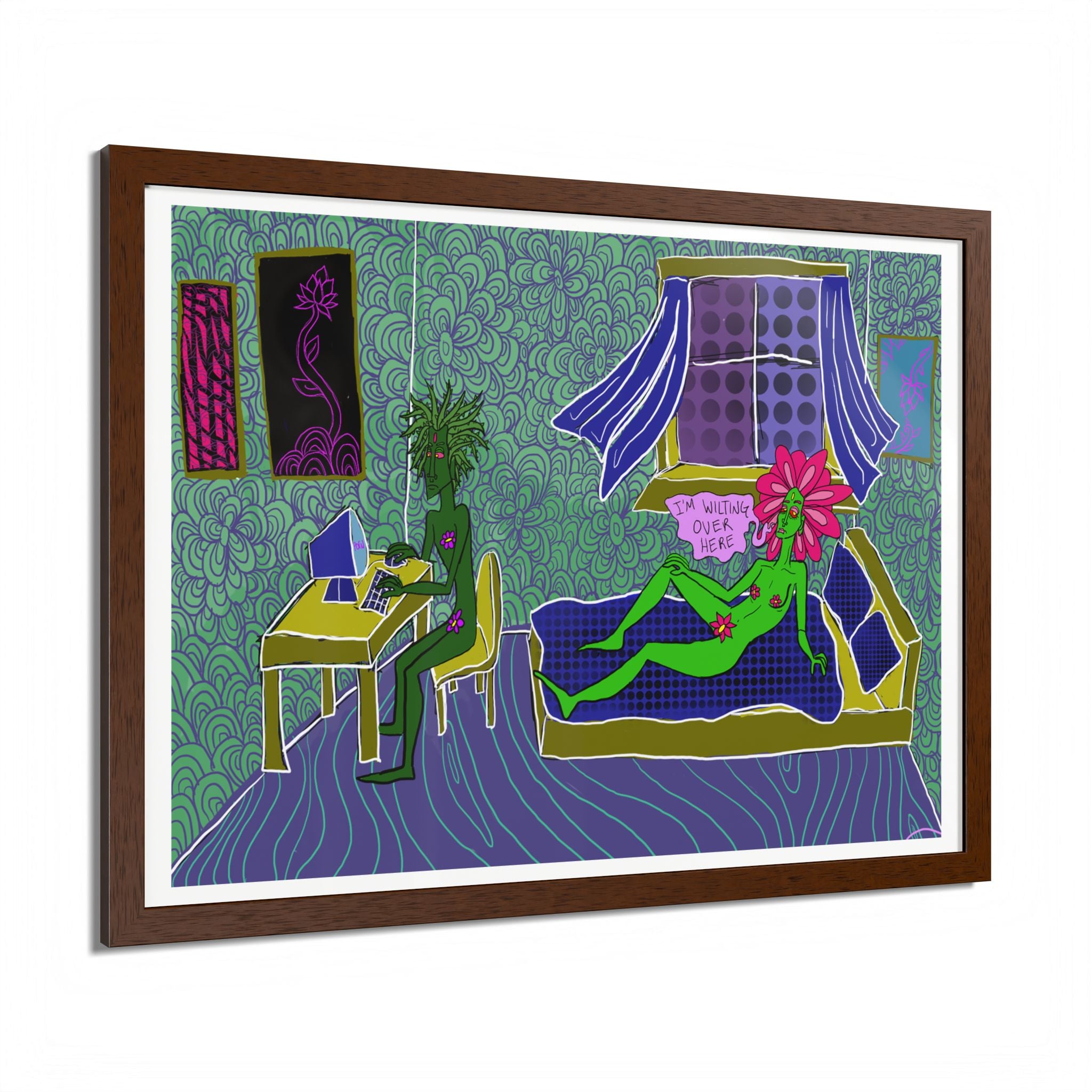 Surreal Floral Bedroom Art Print — Framed Poster