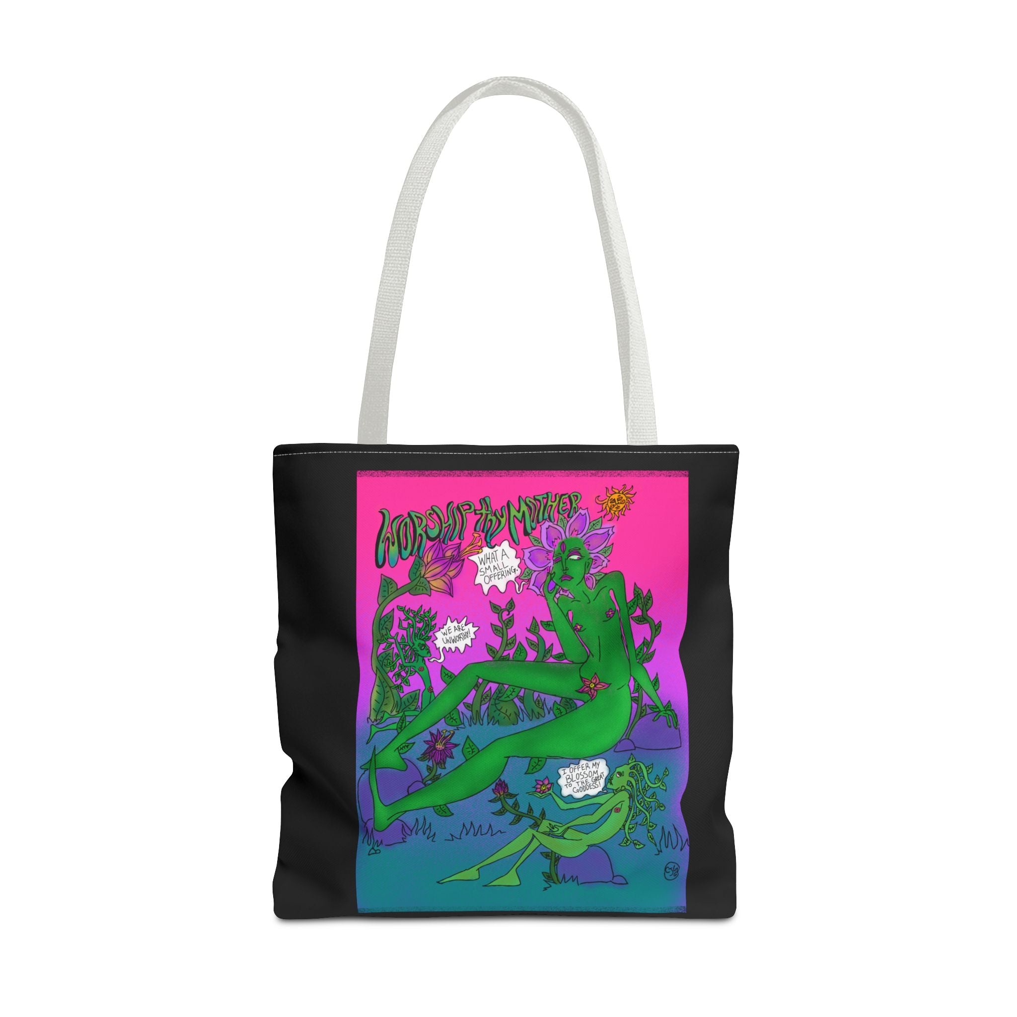 Psychedelic Garden Tote Bag — Colorful Alien Floral Art AOP