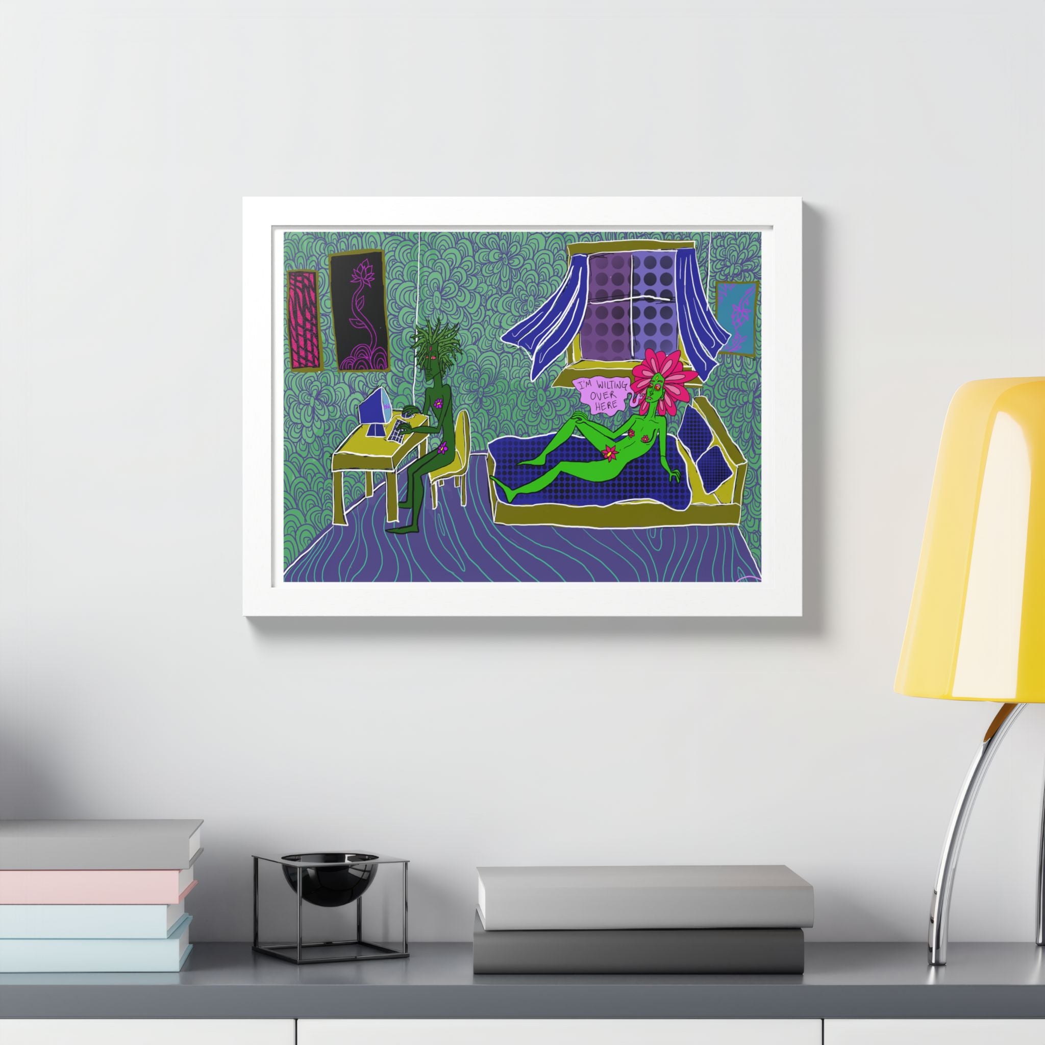 Surreal Floral Bedroom Art Print — Framed Poster