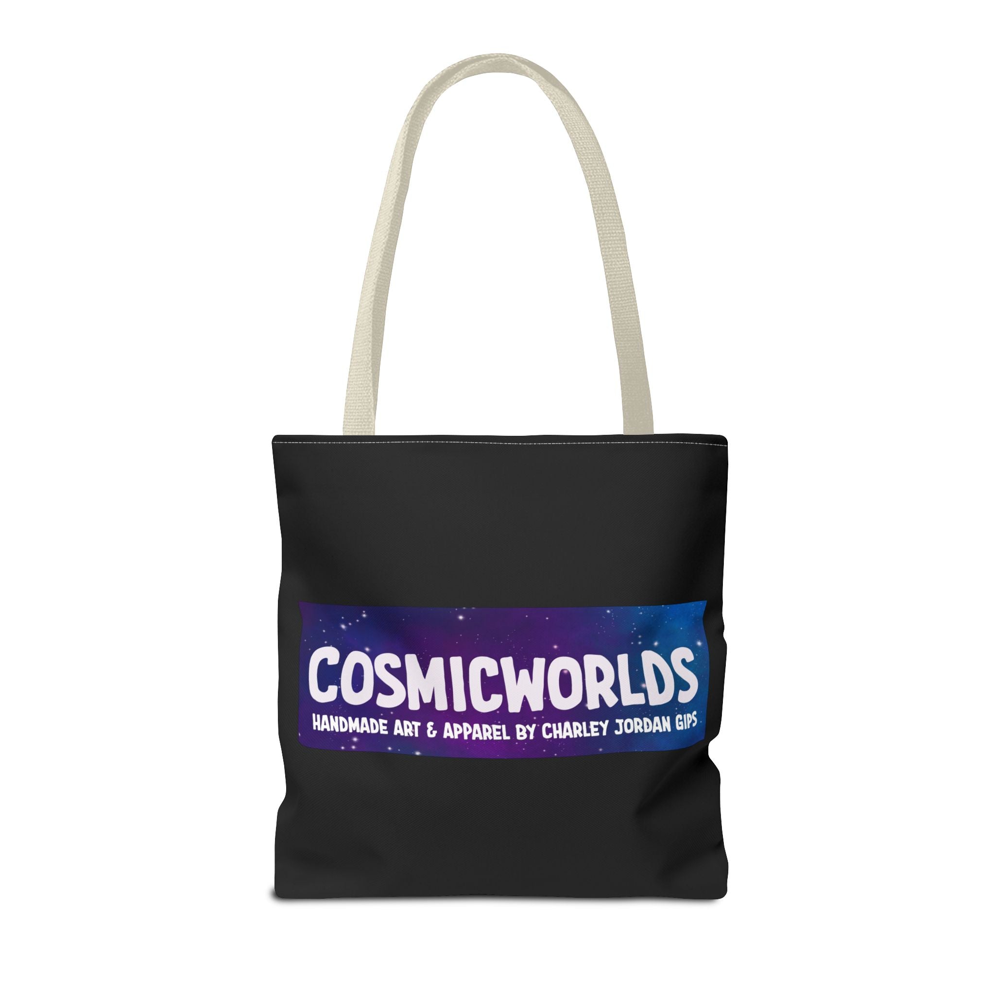 Cosmic Giant on Lotus Tote Bag — "COSMICWORLDS" Galaxy Art AOP Tote