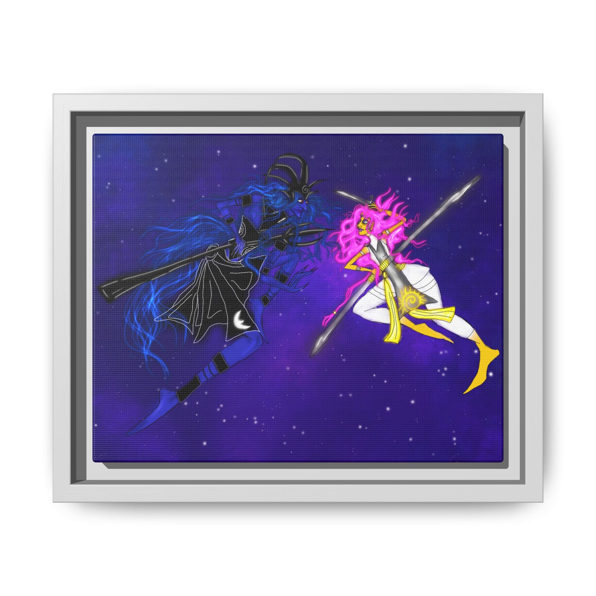Framed Matte Canvas — Cosmic Duel Sailor Warriors Wall Art