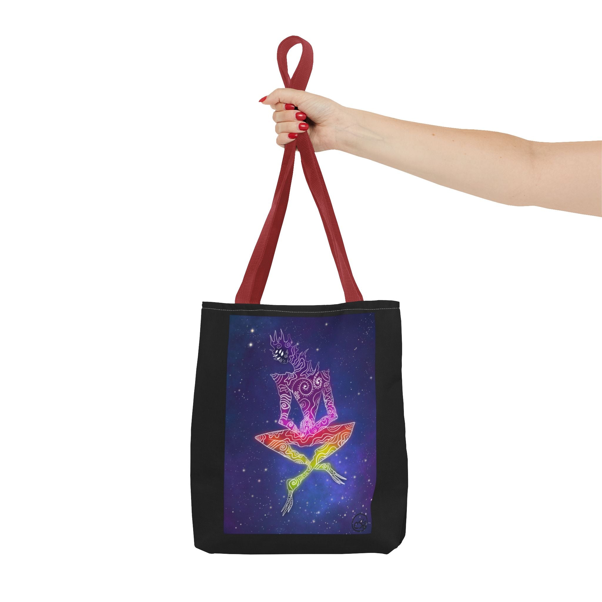 Cosmic Giant on Lotus Tote Bag — "COSMICWORLDS" Galaxy Art AOP Tote