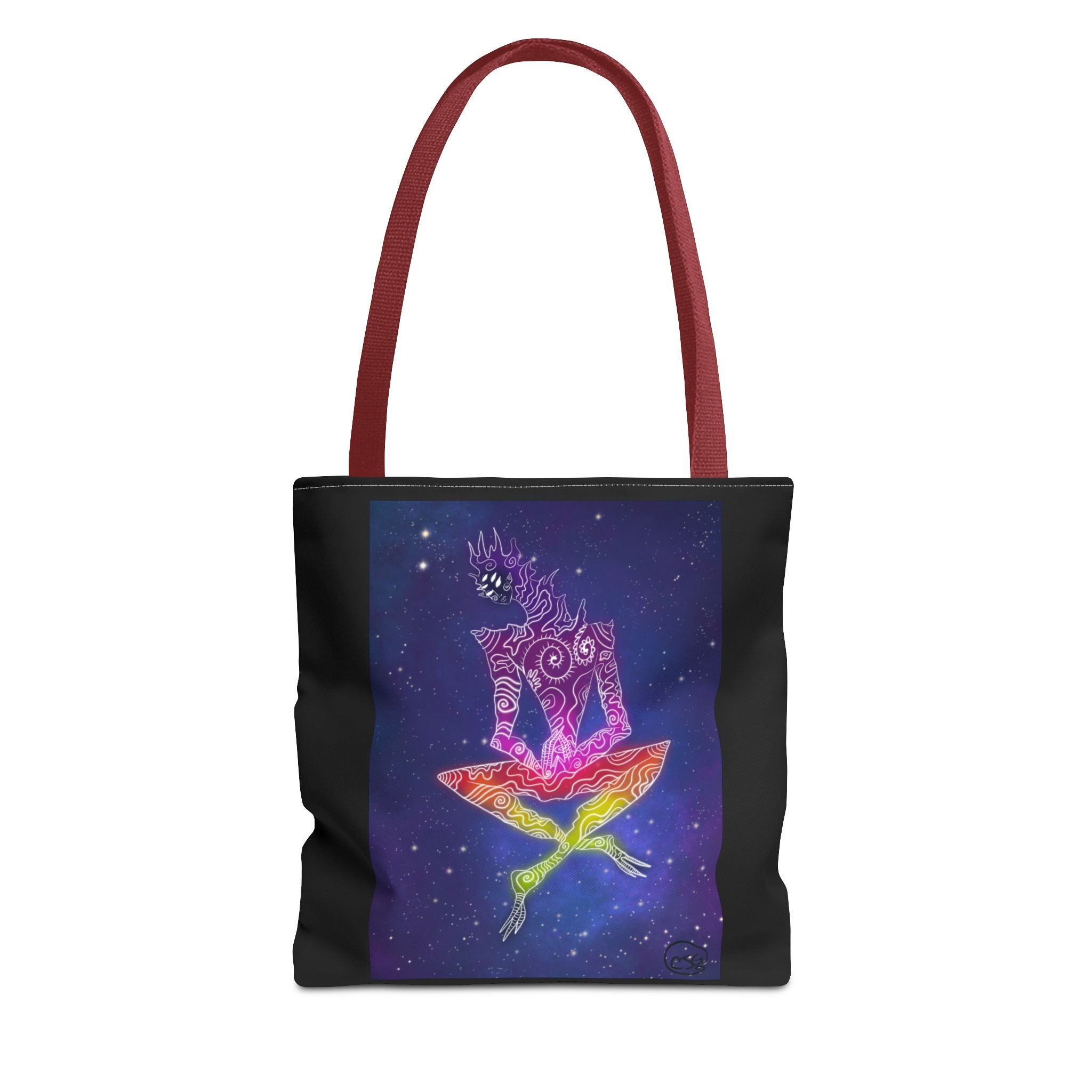 Cosmic Giant on Lotus Tote Bag — "COSMICWORLDS" Galaxy Art AOP Tote