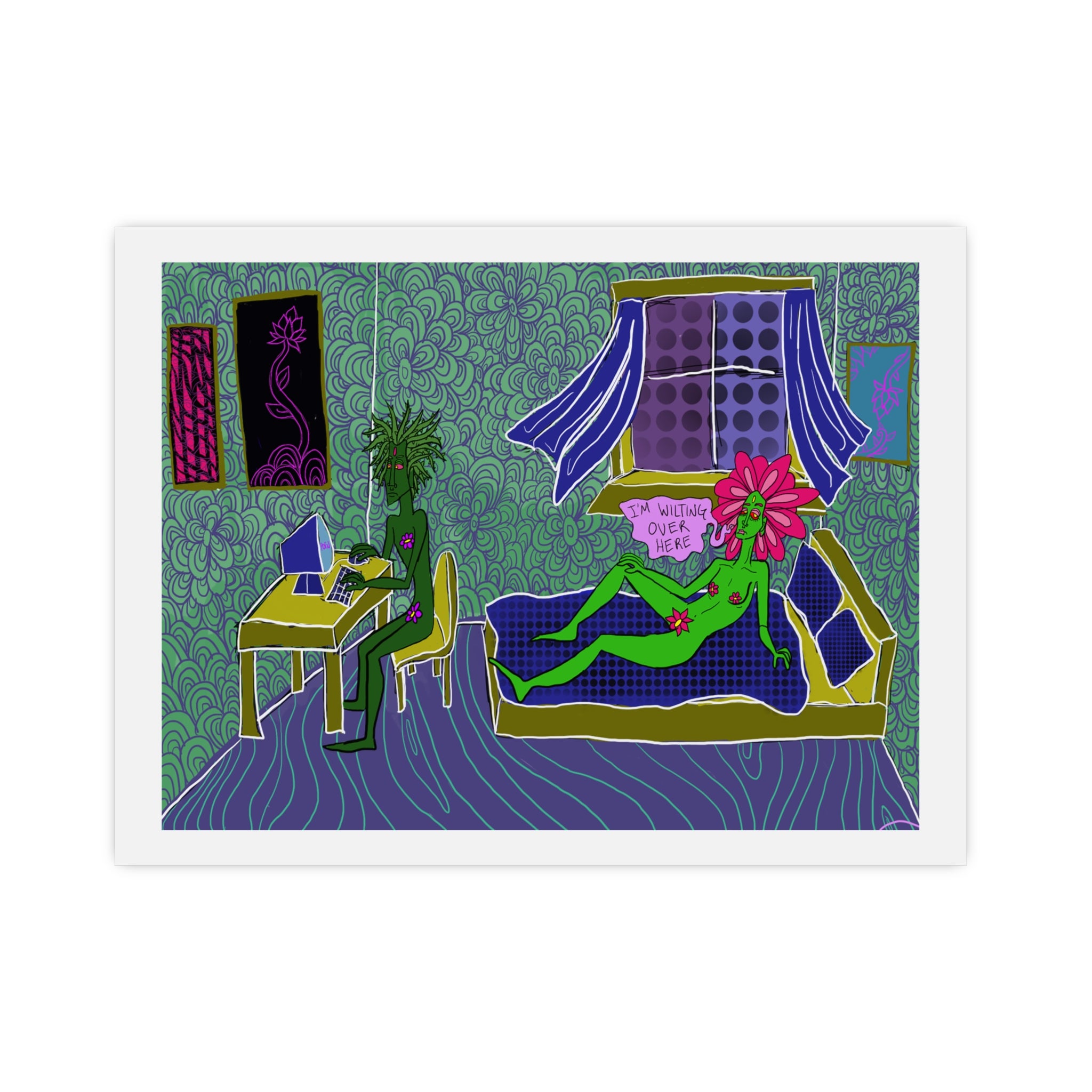 Surreal Bedroom Art Poster — “I’m Wilting” Matte Print