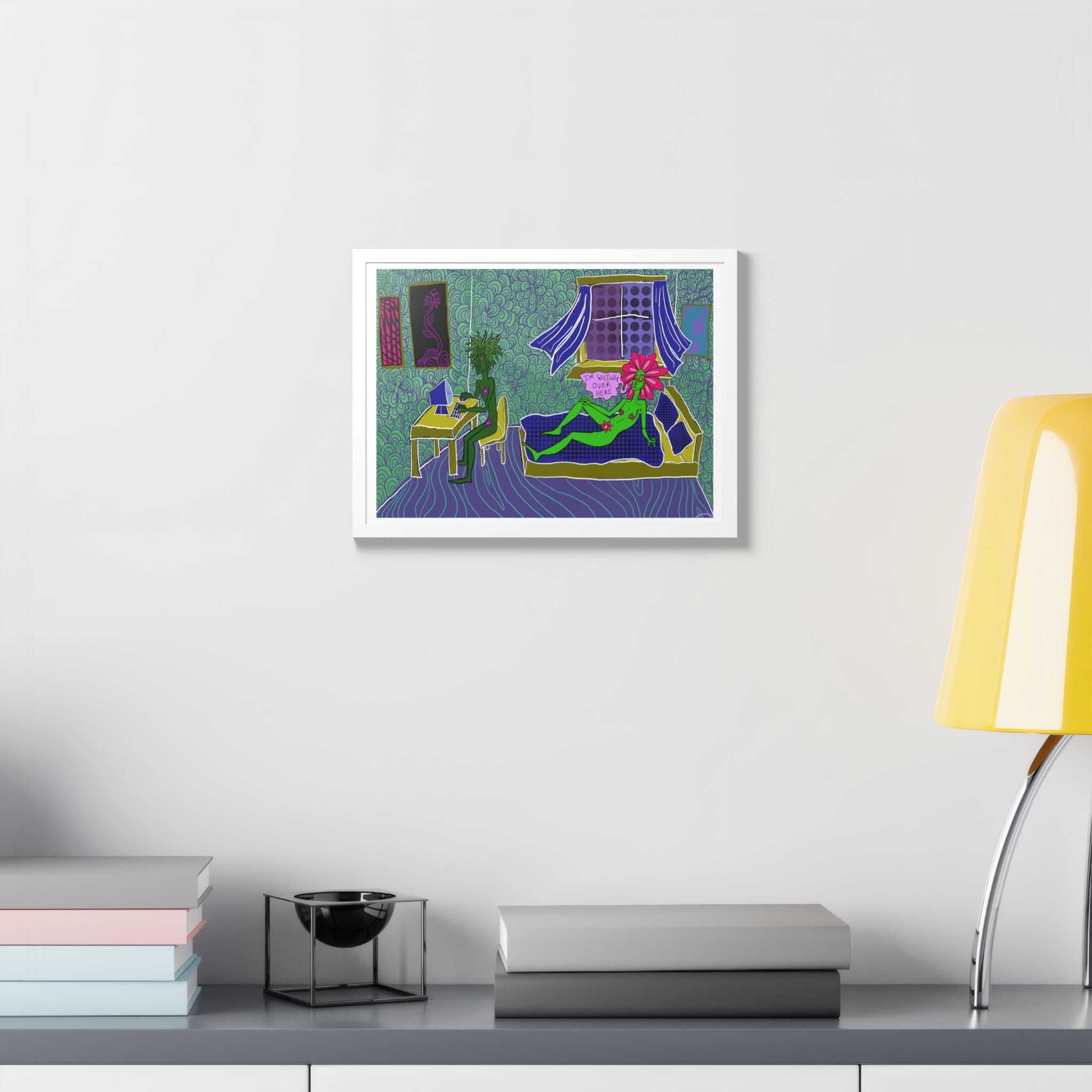 Surreal Floral Bedroom Art Print — Framed Poster