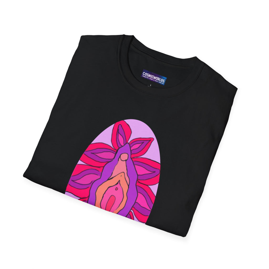 Pussy Whip Honeybee Herbs Product T-Shirt — Psychedelic Flower Portrait Graphic Tee
