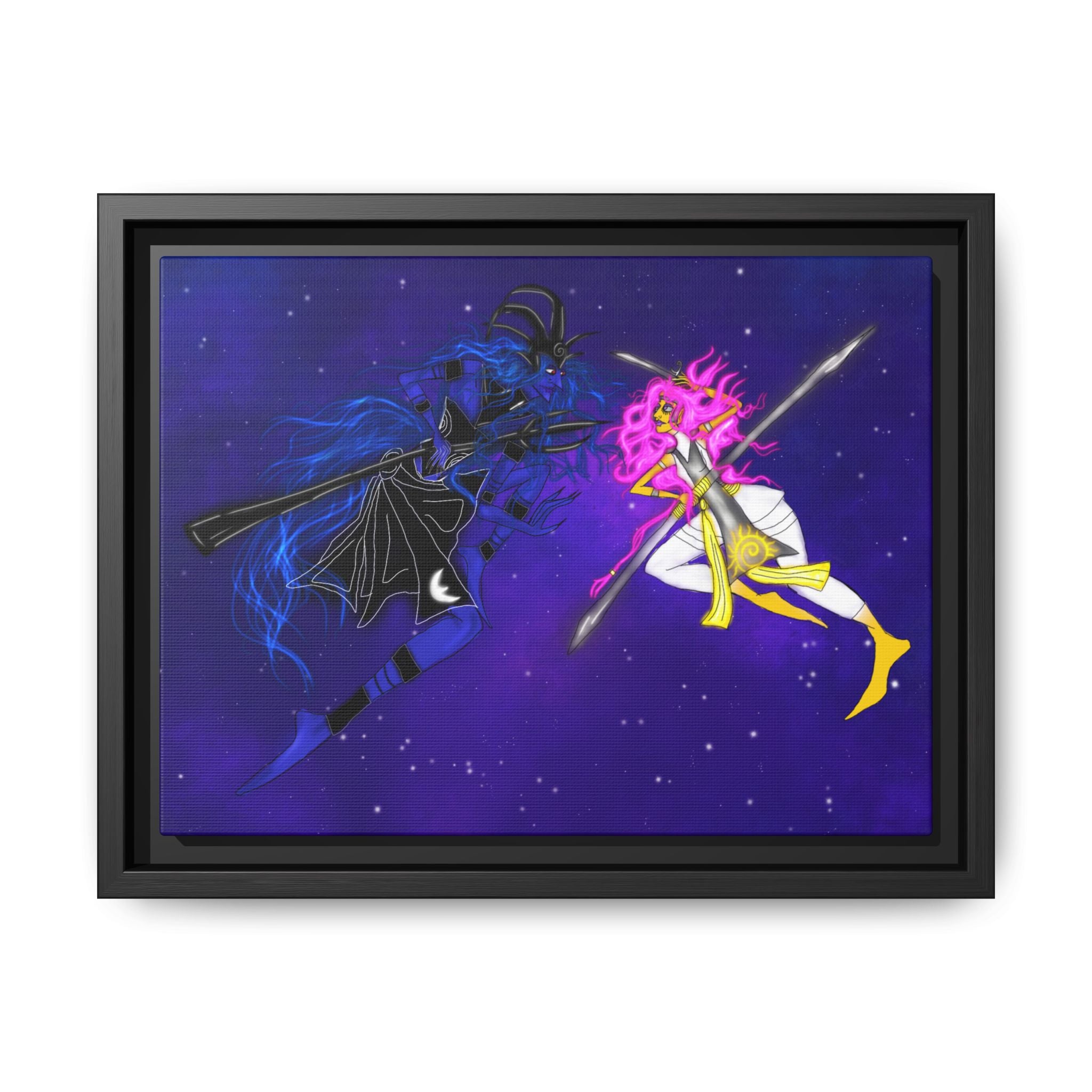 Framed Matte Canvas — Cosmic Duel Sailor Warriors Wall Art