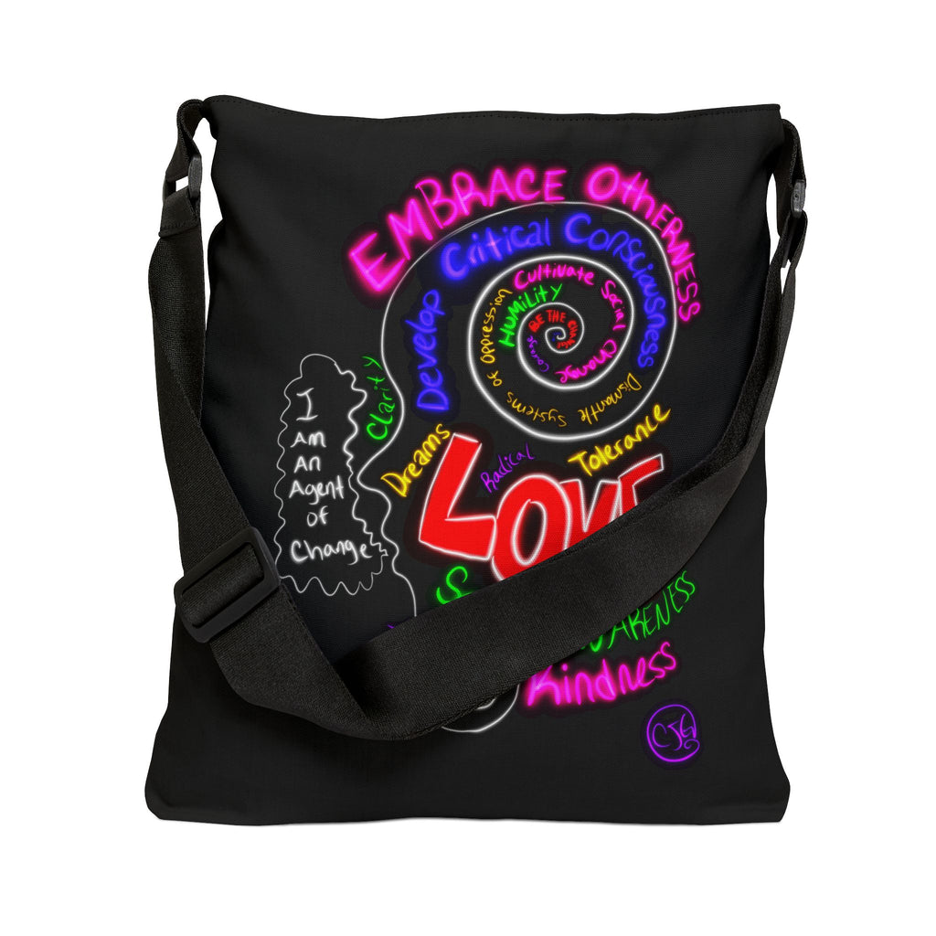 “I Am An Agent of Change” Adjustable Tote — Embrace Change, Self-Awareness Inspirational Tote Bag