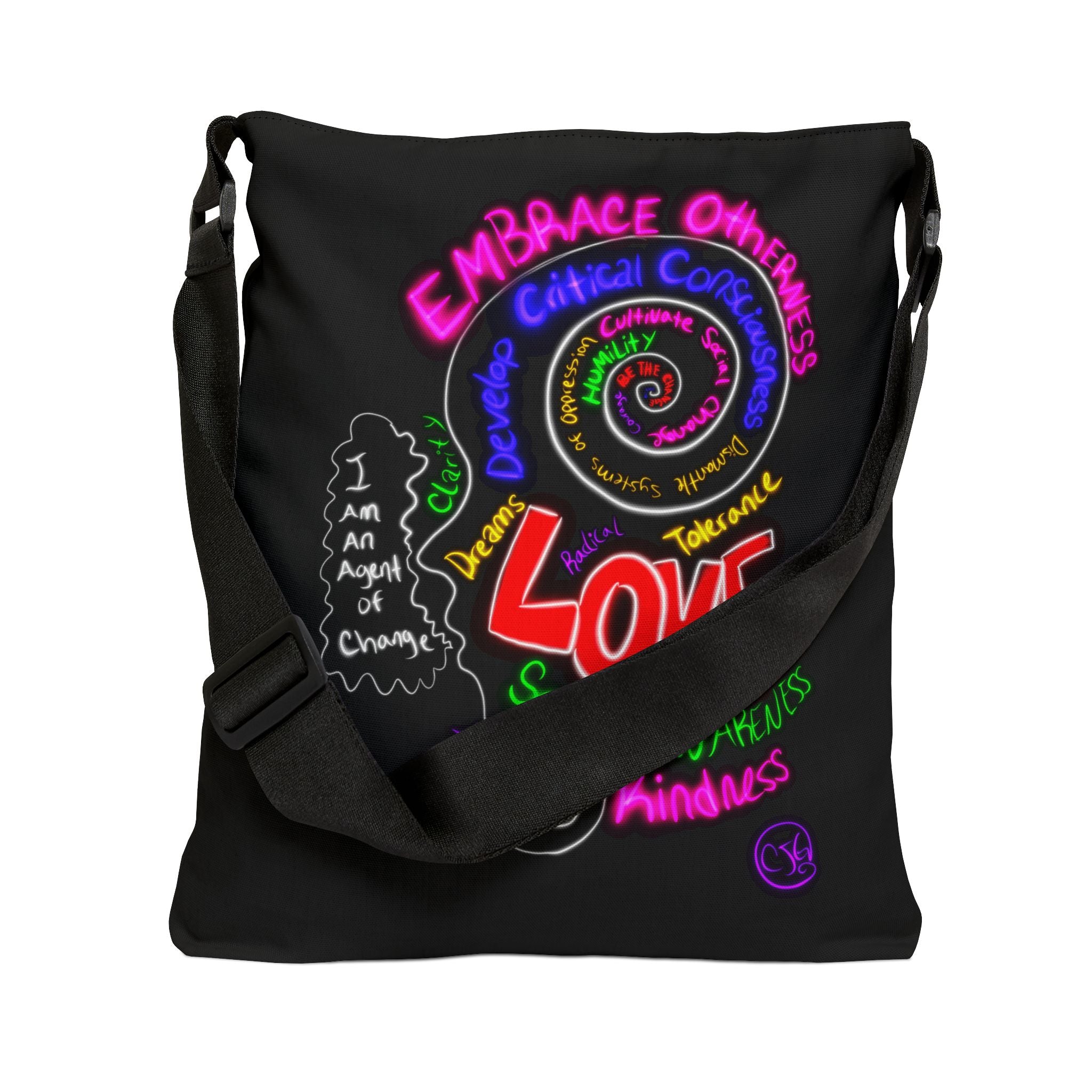 “I Am An Agent of Change” Adjustable Tote — Embrace Change, Self-Awareness Inspirational Tote Bag
