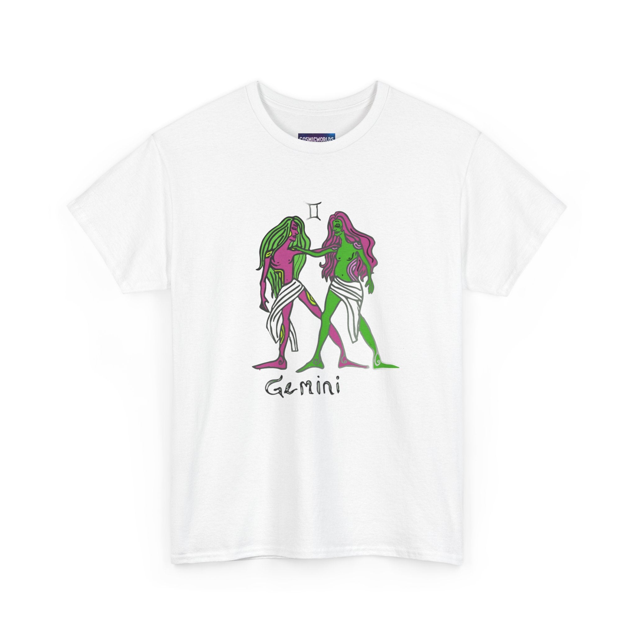 Gemini Zodiac T‑Shirt — Hand‑Drawn Twins Astrological Tee