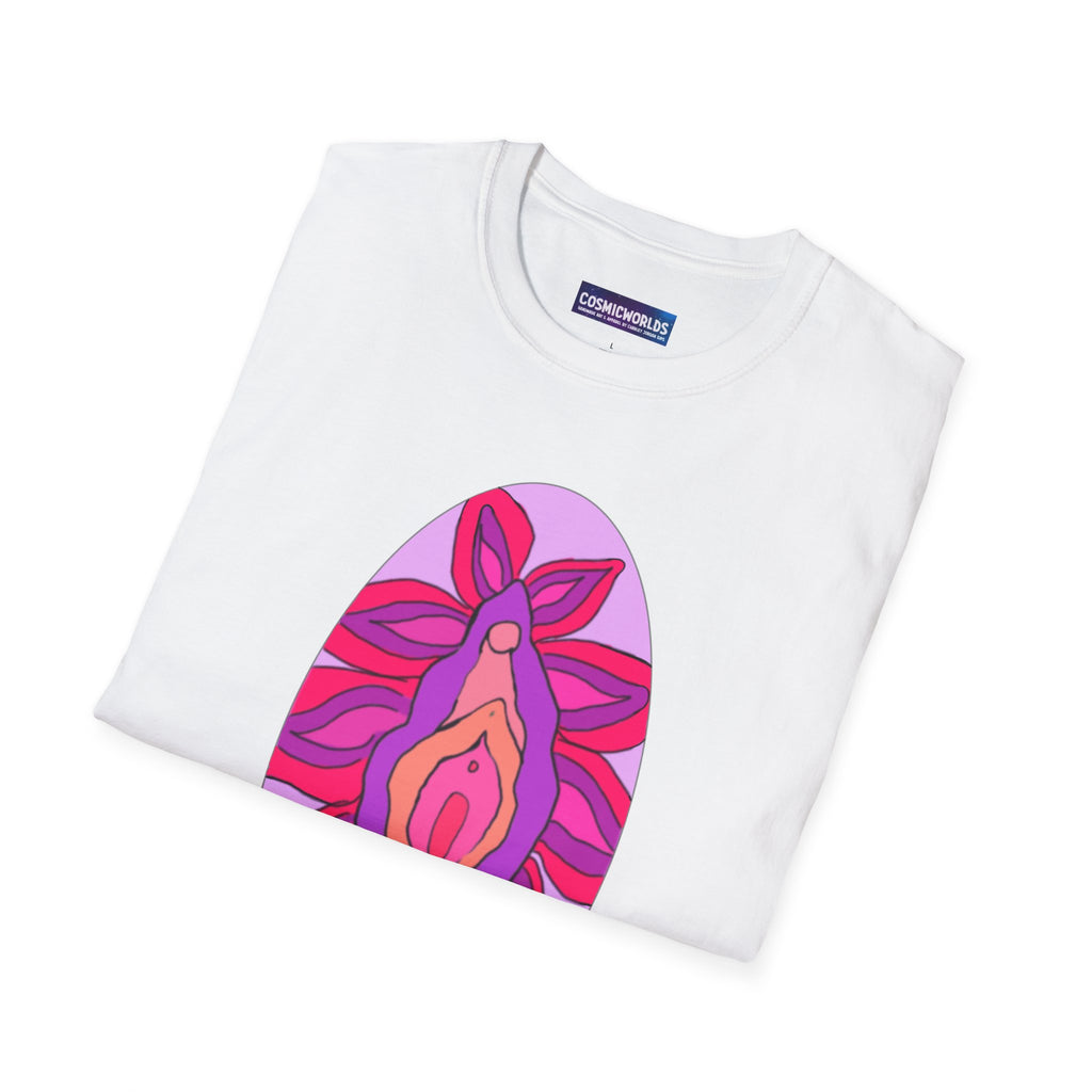 Pussy Whip Honeybee Herbs Product T-Shirt — Psychedelic Flower Portrait Graphic Tee