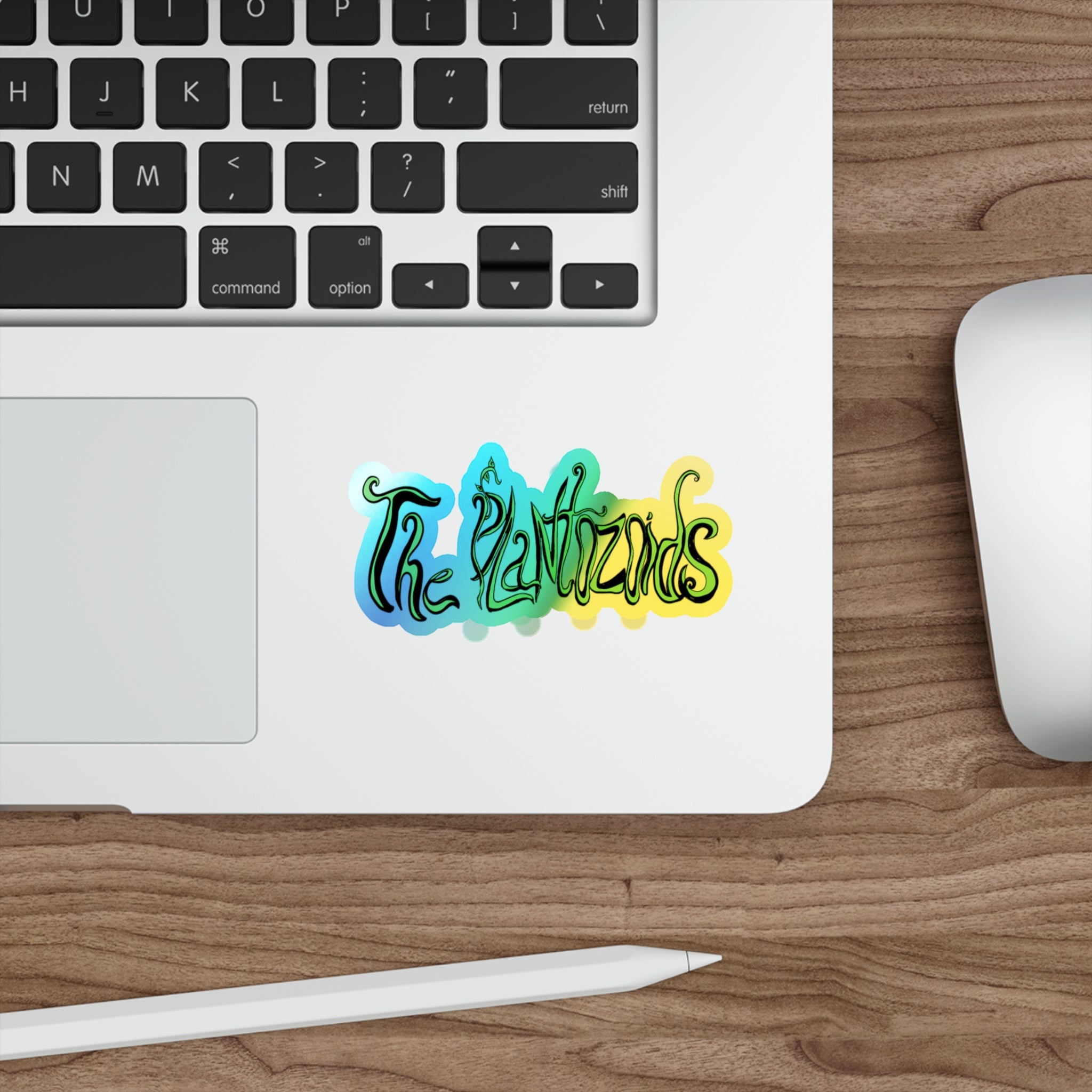 Holographic Die-Cut Sticker — "The Plantozoids" Iridescent Logo Sticker for Skateboards, Laptops & Water Bottles