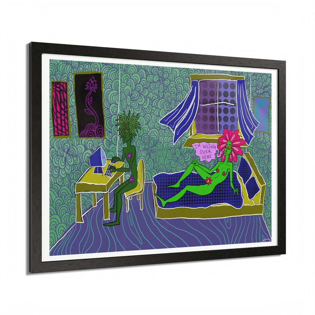 Surreal Floral Bedroom Art Print — Framed Poster