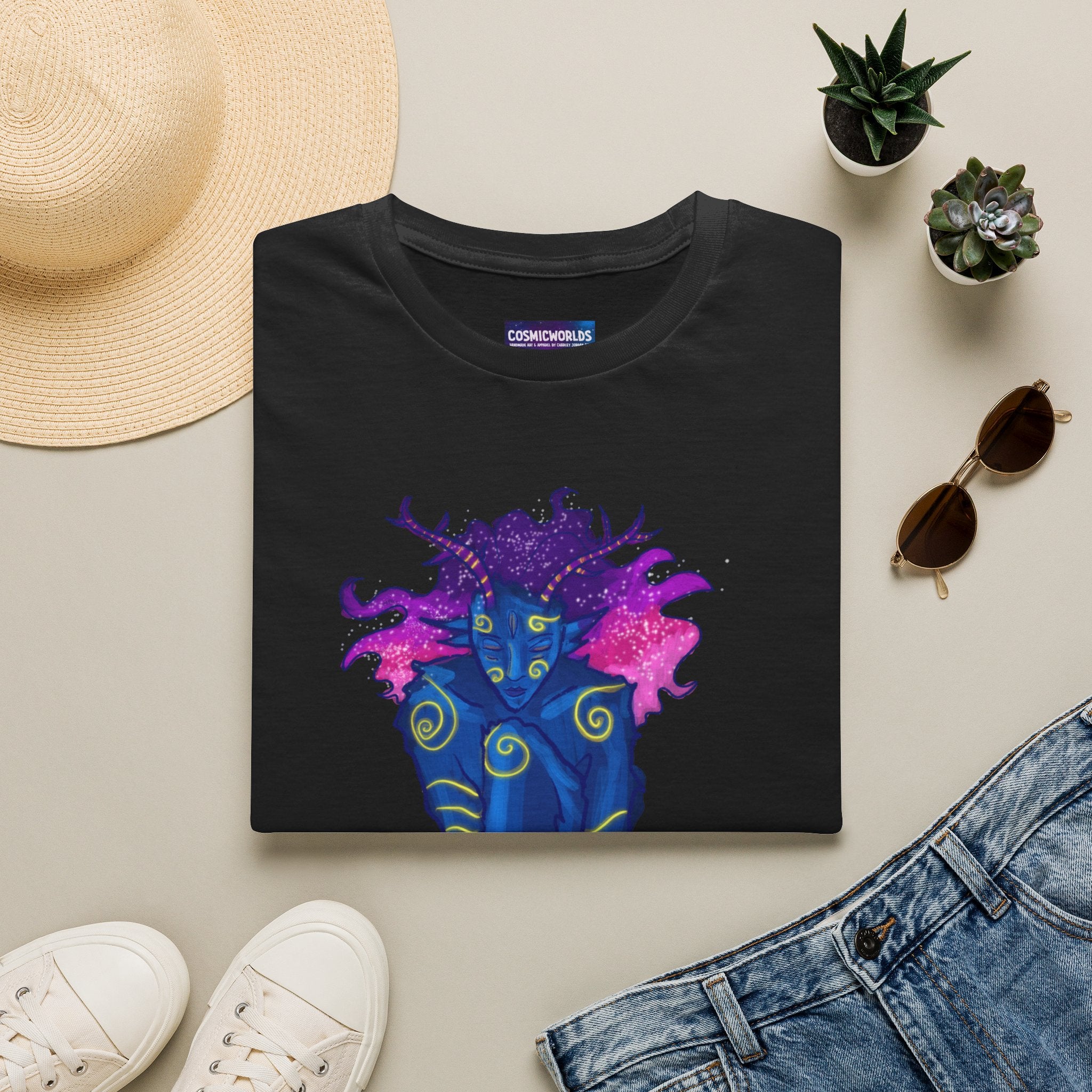 Space Deer Goddess T-Shirt — Psychedelic Illustration