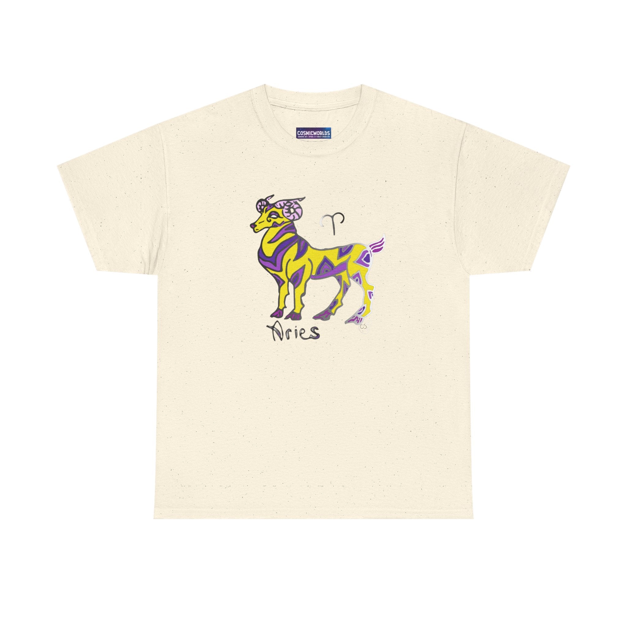 Aries Zodiac Tee — Colorful Mythic Ram Astrology Shirt