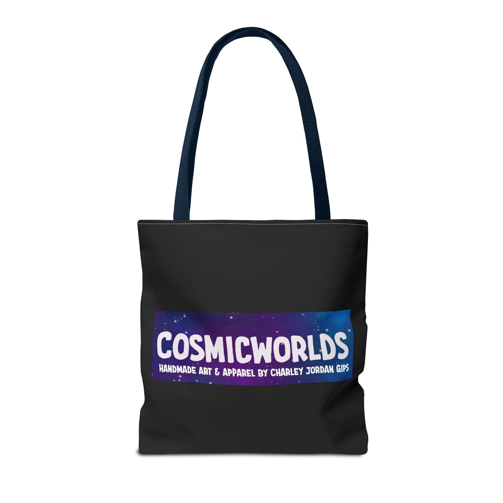 Cosmic Worlds Alien UFO Tote Bag — Psychedelic Rainbow Abduction Design