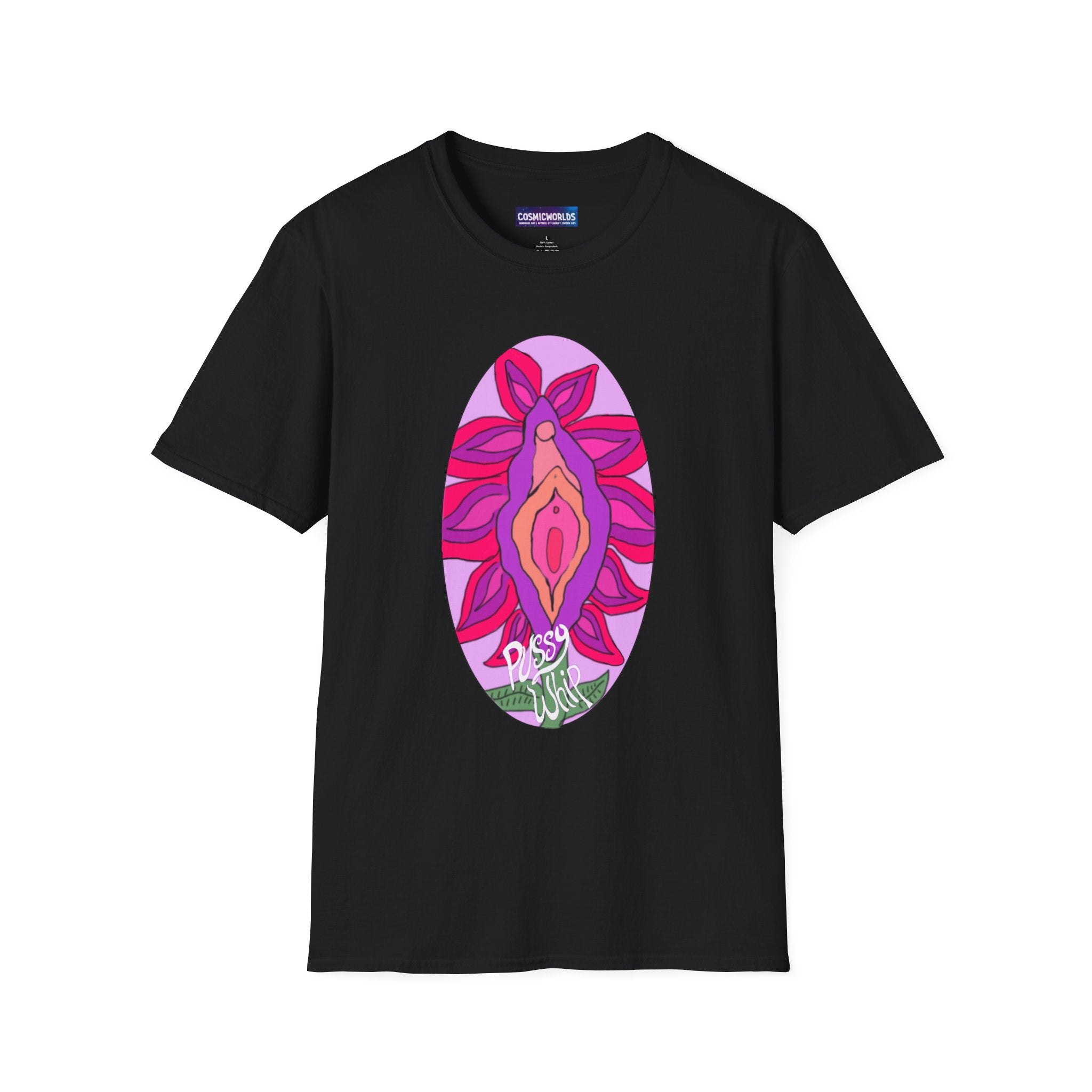 Pussy Whip Honeybee Herbs Product T-Shirt — Psychedelic Flower Portrait Graphic Tee